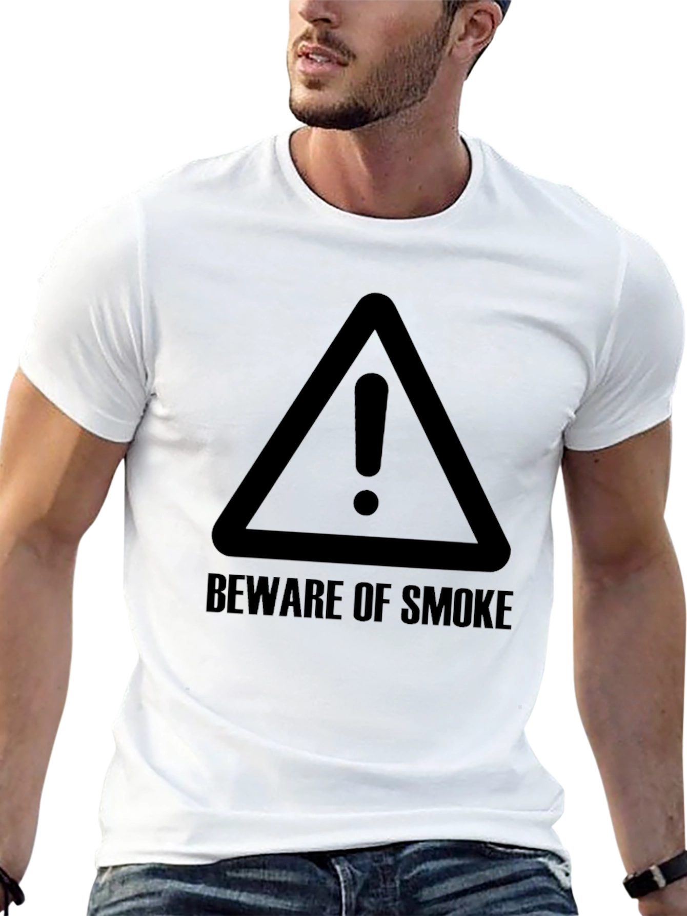 Beware of Smoke Graphic Tee - Black Casual T-Shirt