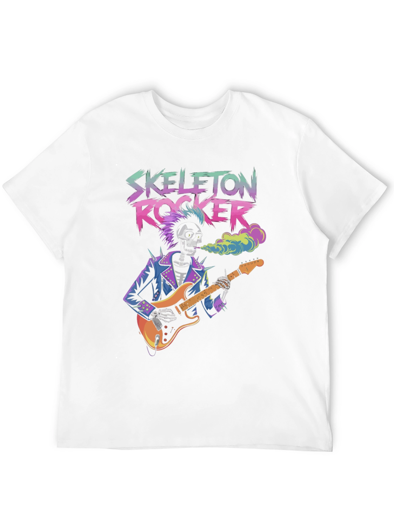 Skeleton Rocker Graphic Tee - Guitar Punk Style