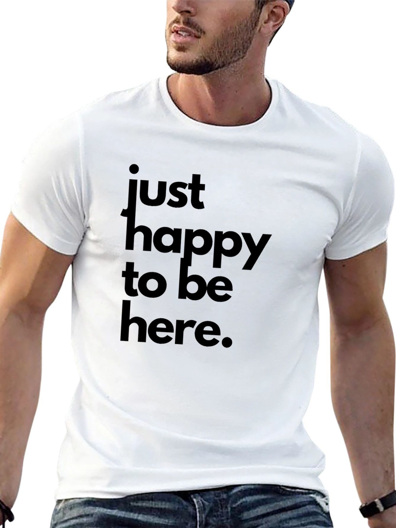Just Happy to Be Here Black Graphic Tee