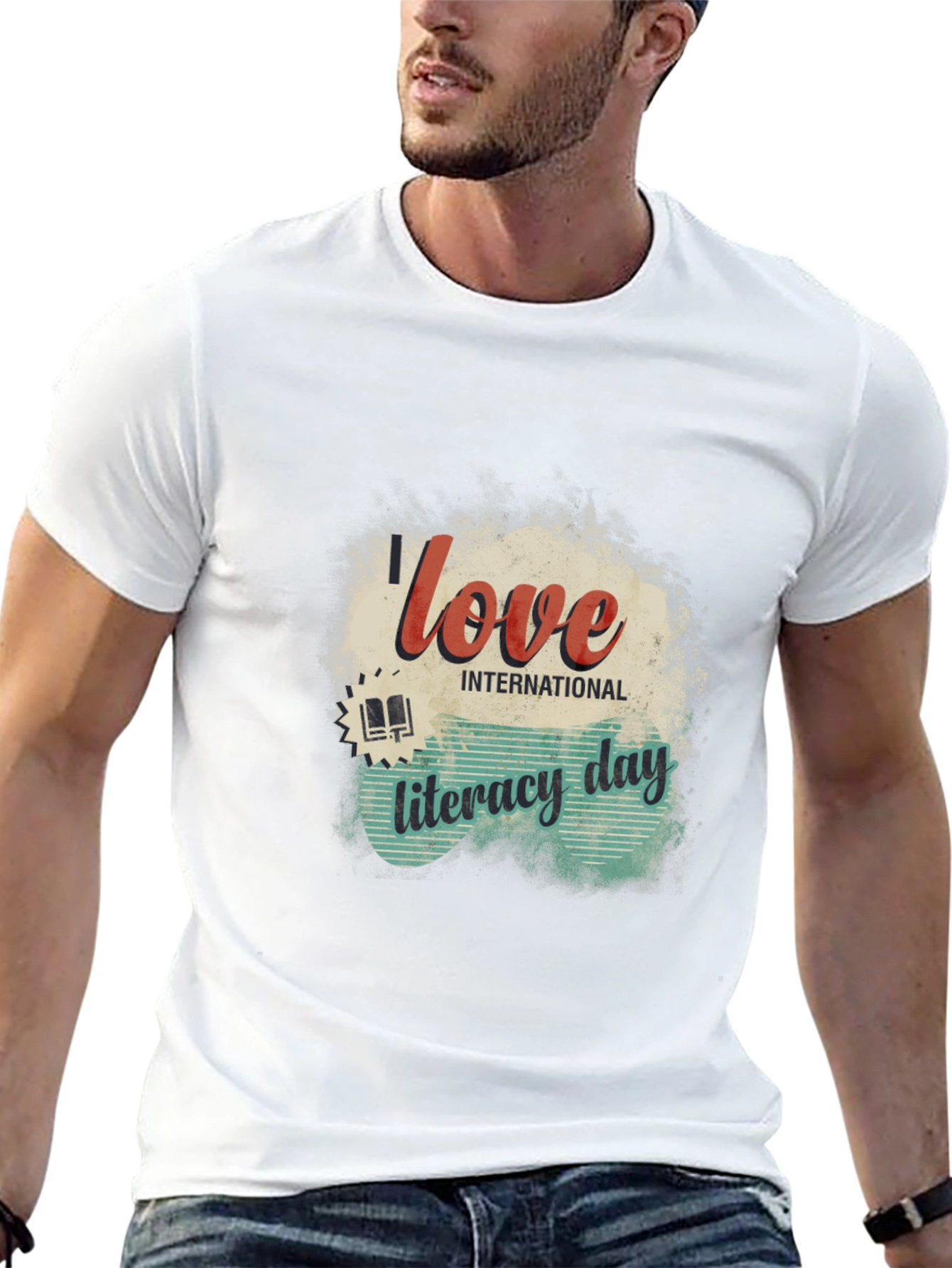 I Love International Literacy Day Black T-Shirt