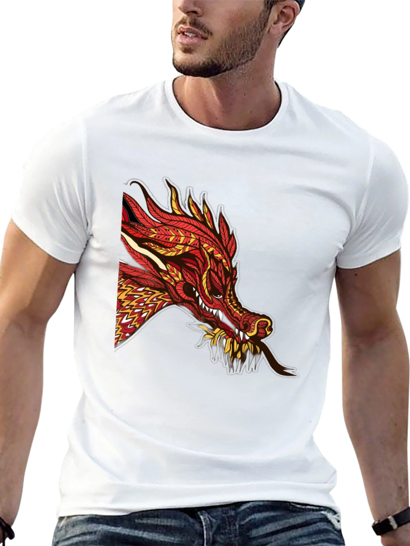 Dragon Graphic Print Black T-Shirt