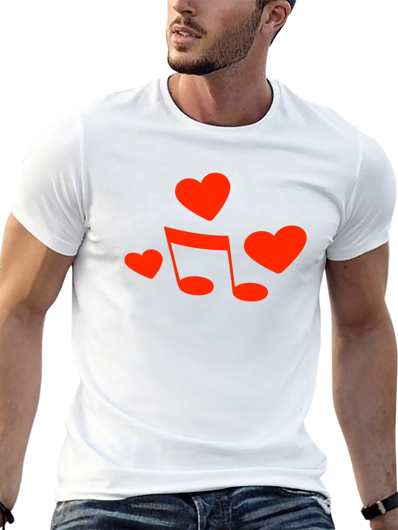 Heart & Music Note Graphic Tee - Black