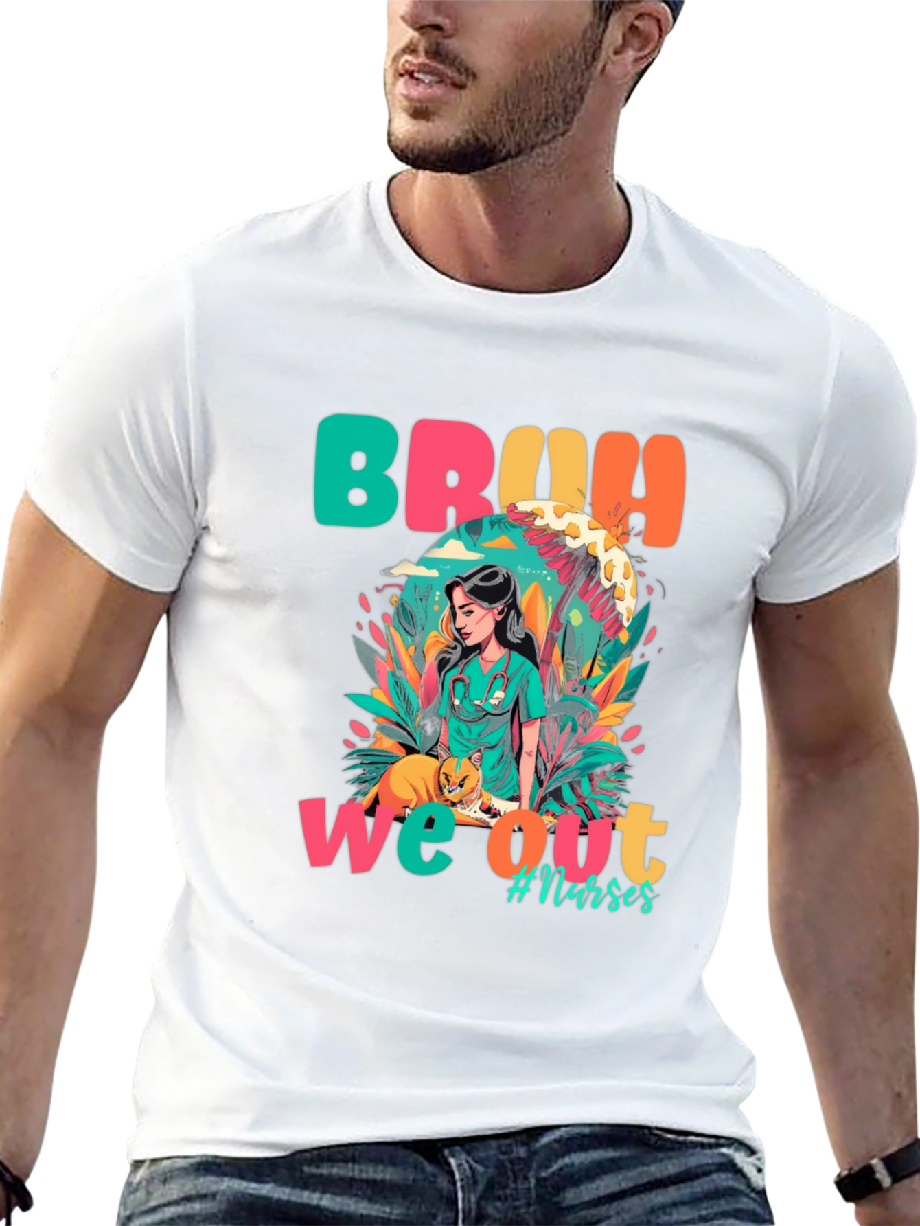 Bruh We Out Nurses Graphic Tee