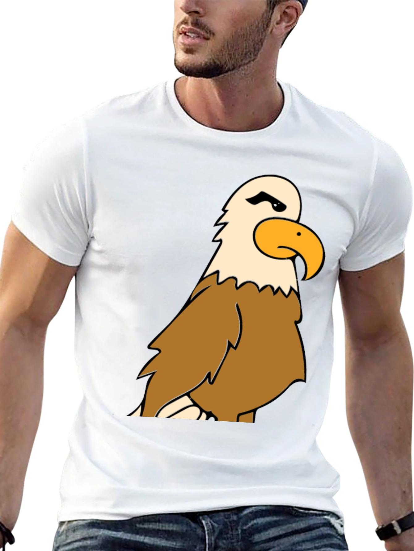 Bald Eagle Cartoon Graphic Black T-Shirt