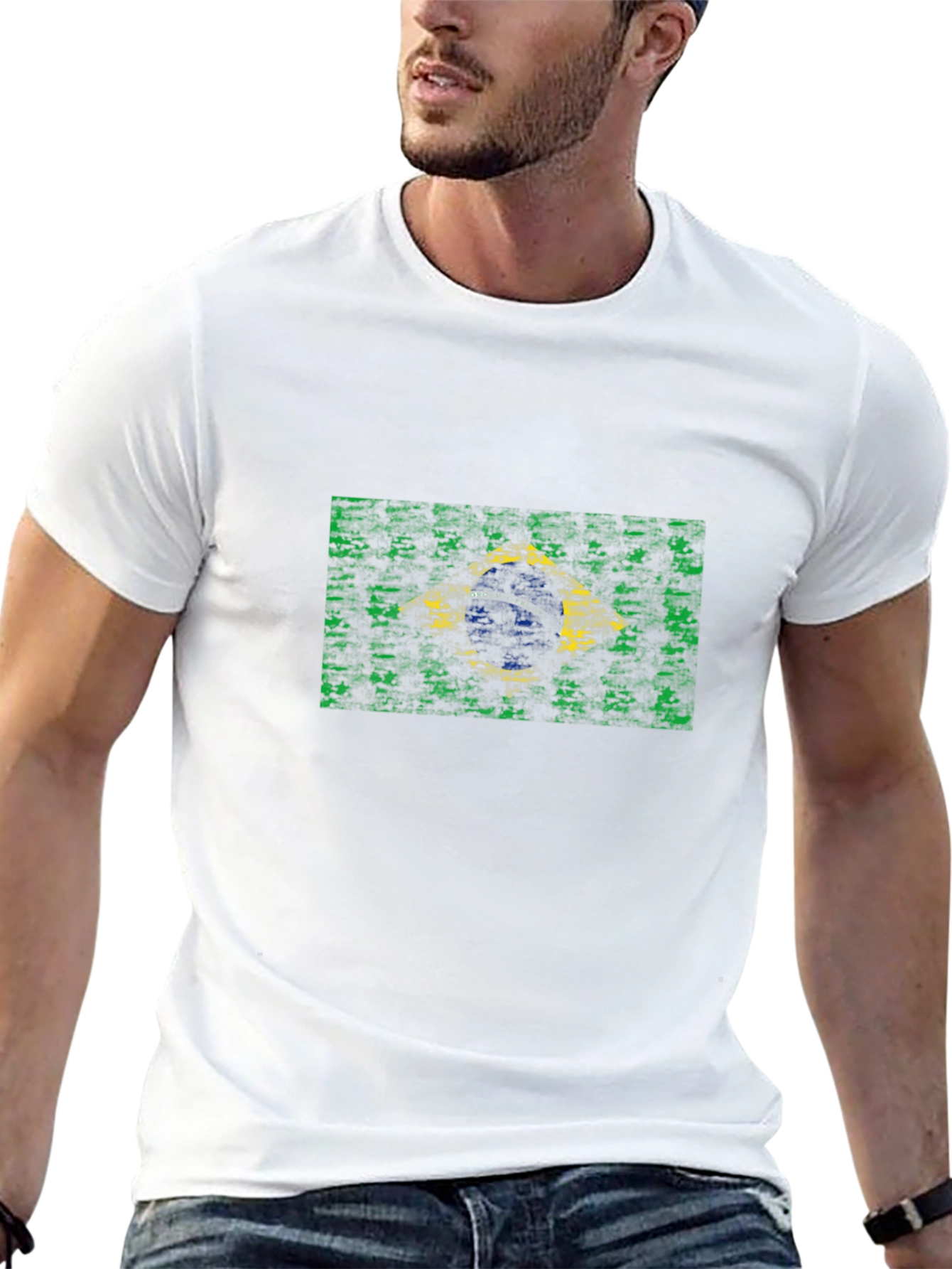 Brazil Flag Graphic Print Black T-Shirt