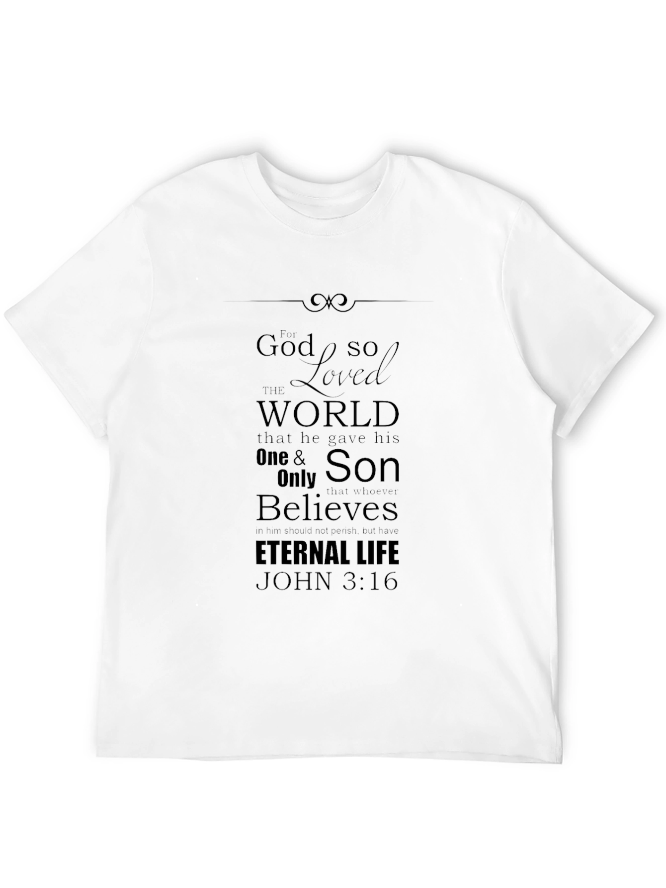 John 3:16 Christian T-Shirt Black
