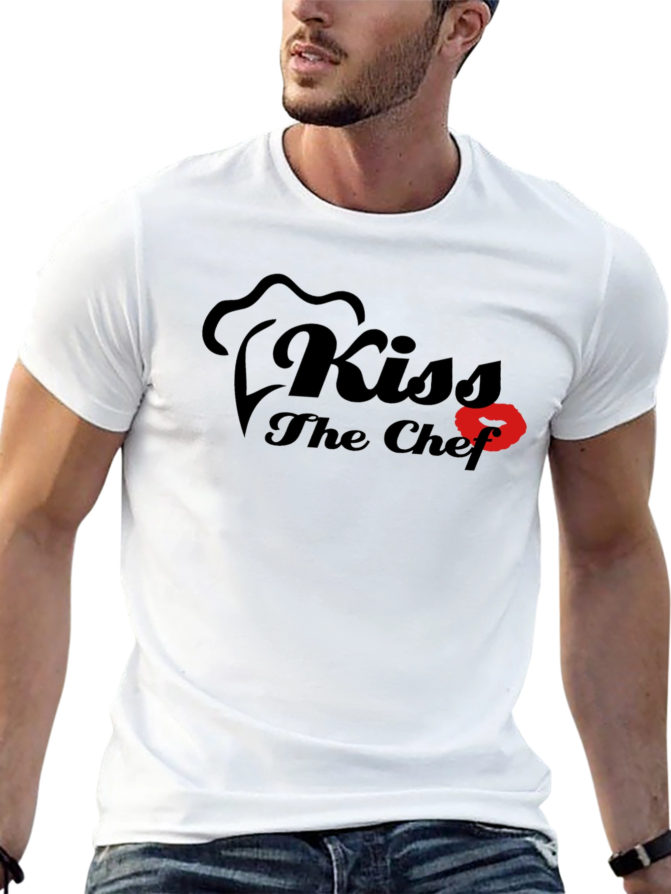 Kiss The Chef Black Graphic T-Shirt