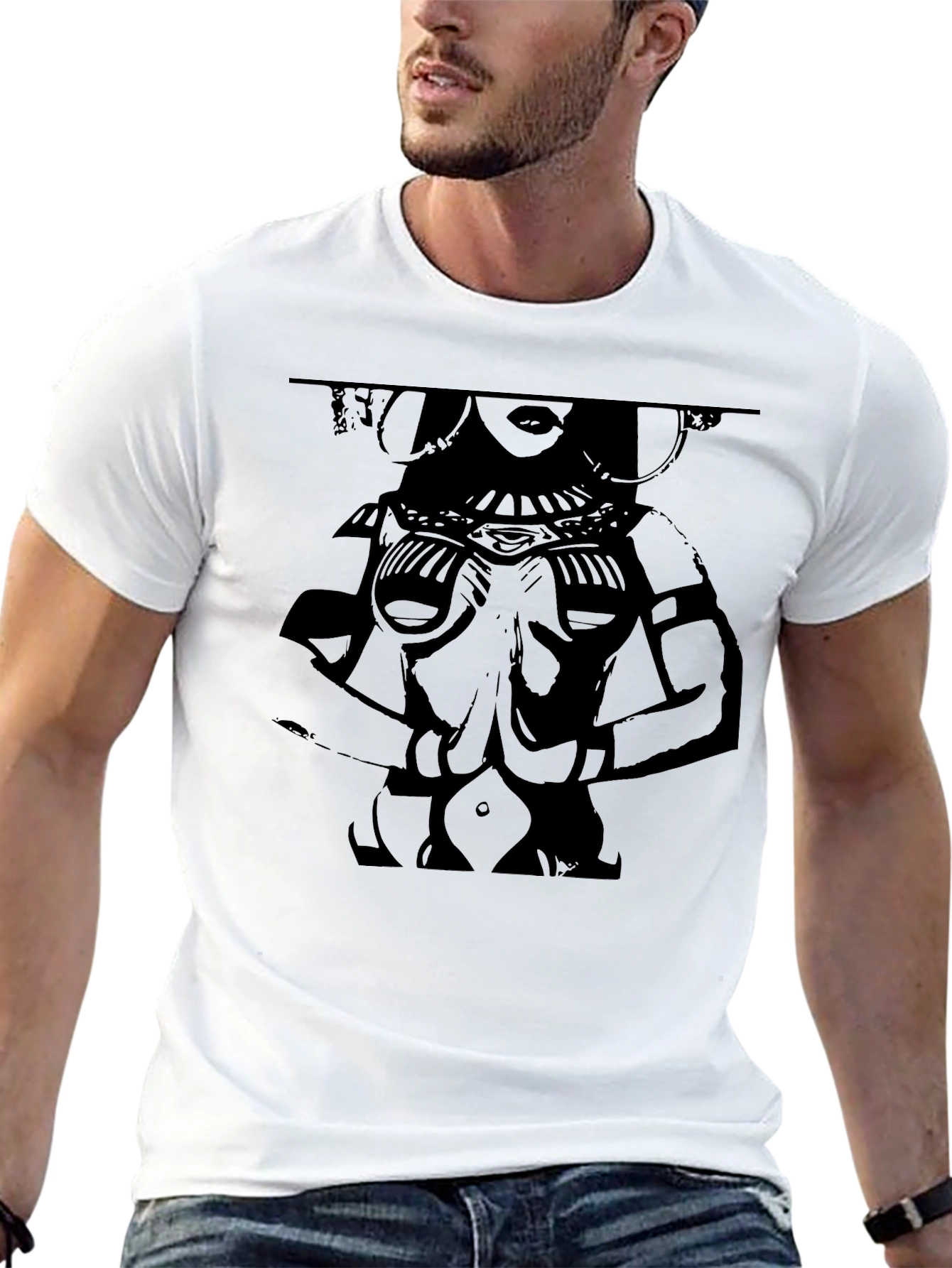 Bold Graphic Print Tee - Black