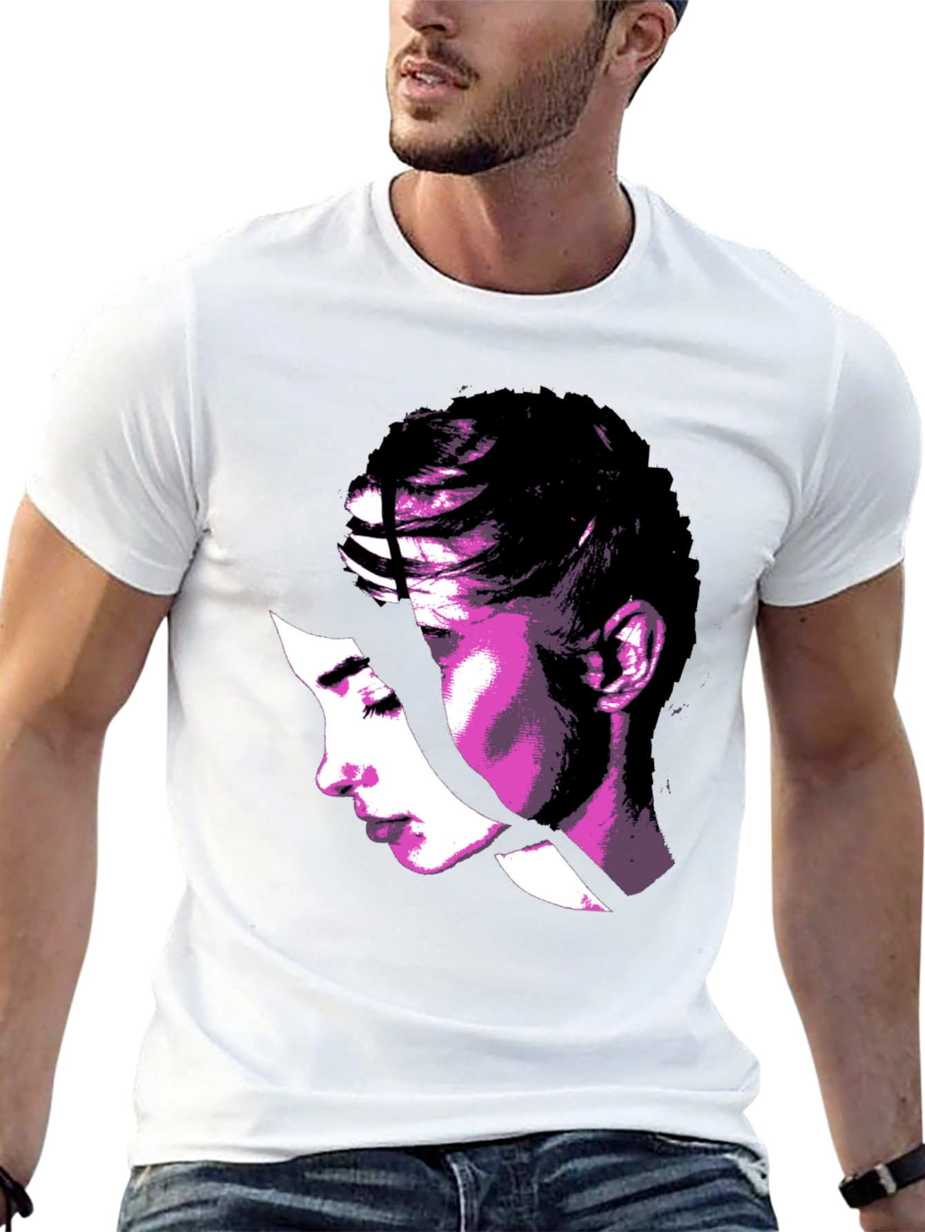 Abstract Woman Graphic Tee - Stylish Black T-Shirt