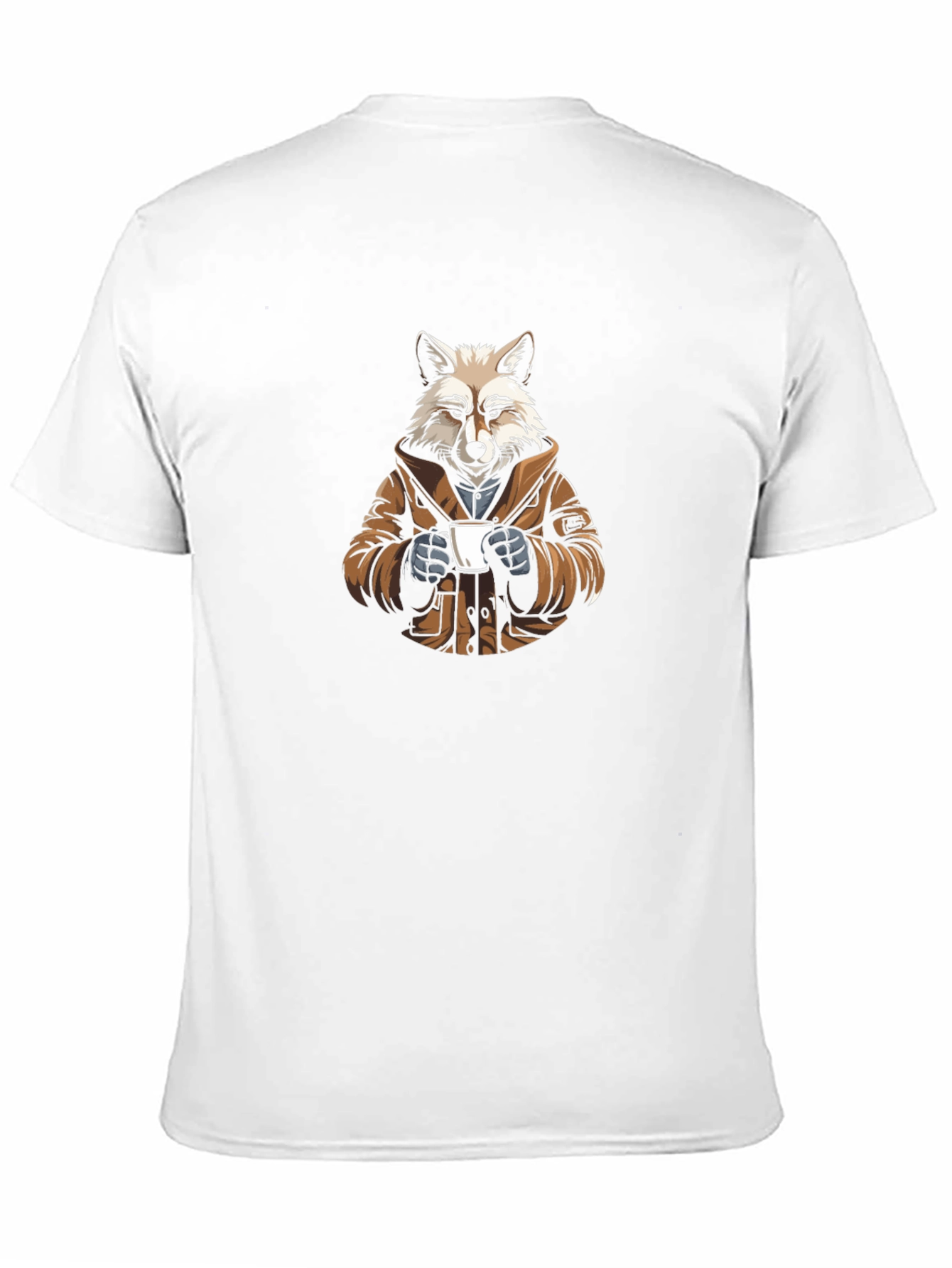 Fox Sipping Coffee Graphic Tee - Cool Animal Design
