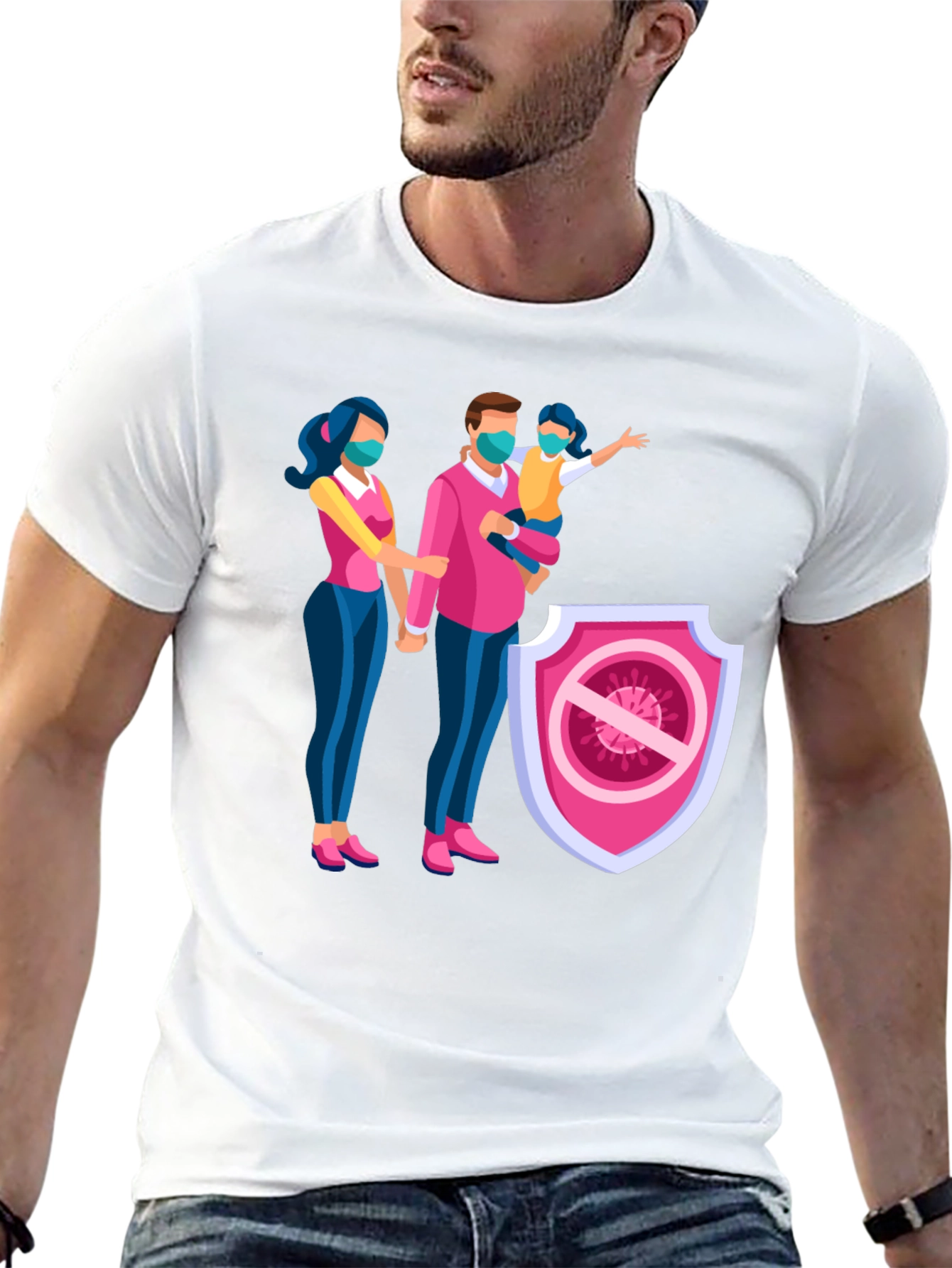 Family Protection T-Shirt - Black Cotton Blend