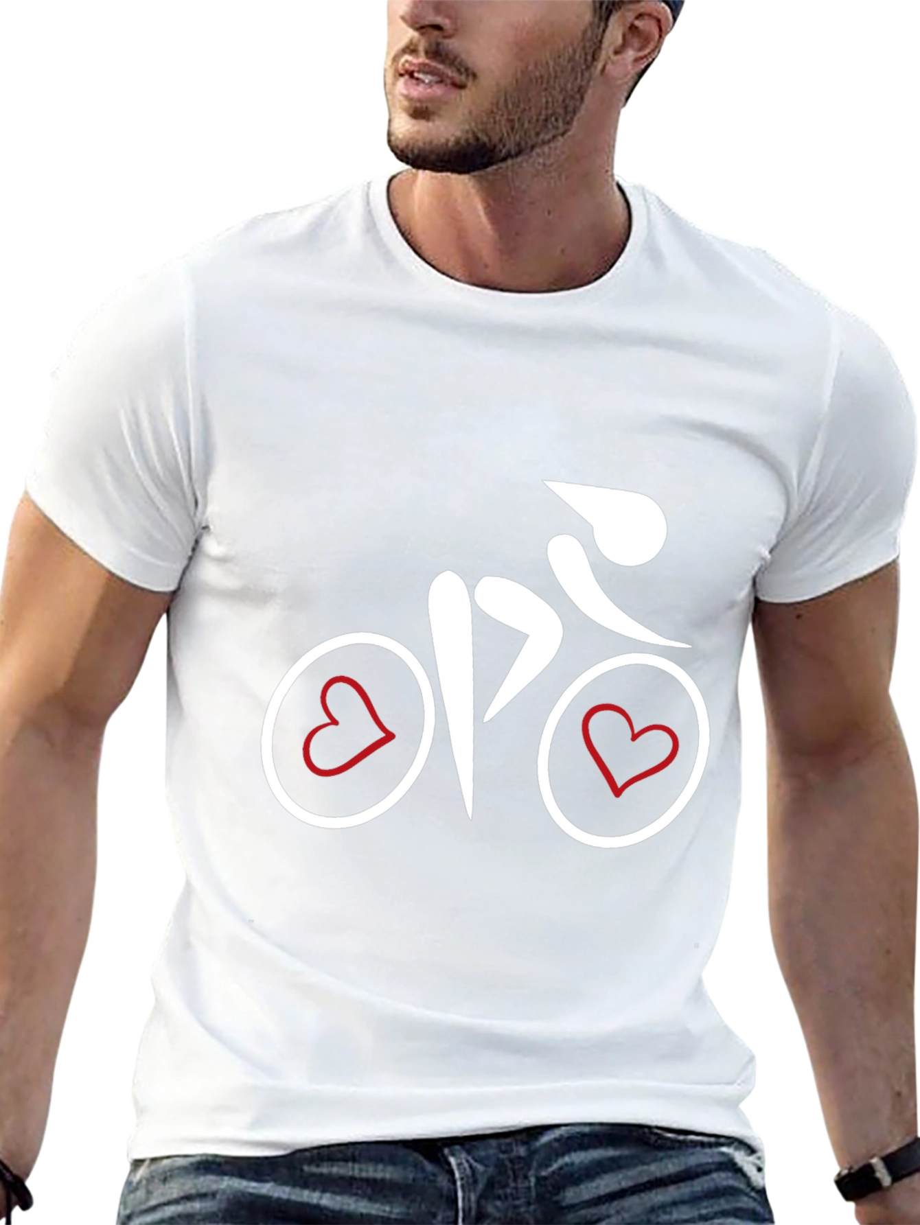 Heart Bicycle Graphic Tee - Black Cotton Shirt