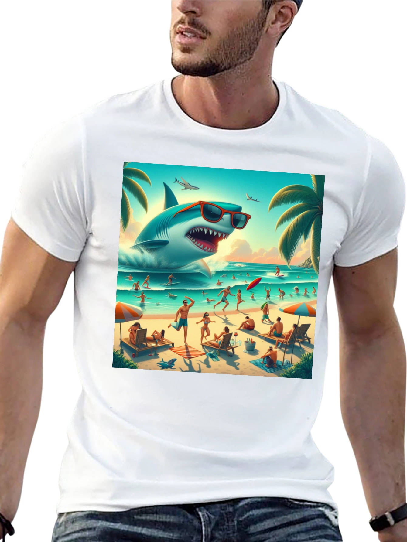Shark Beach Graphic Tee