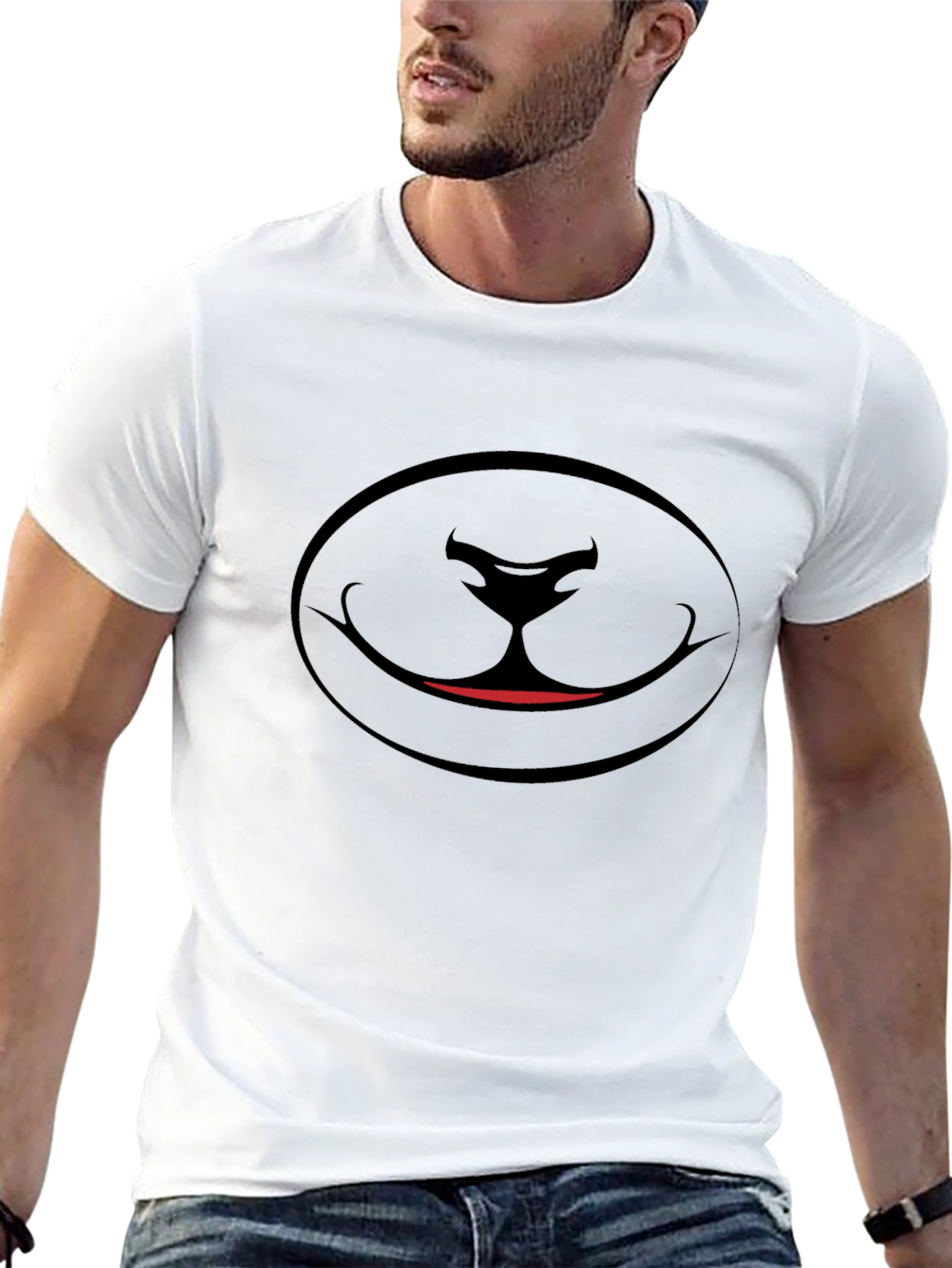 Black Cartoon Face Graphic Tee