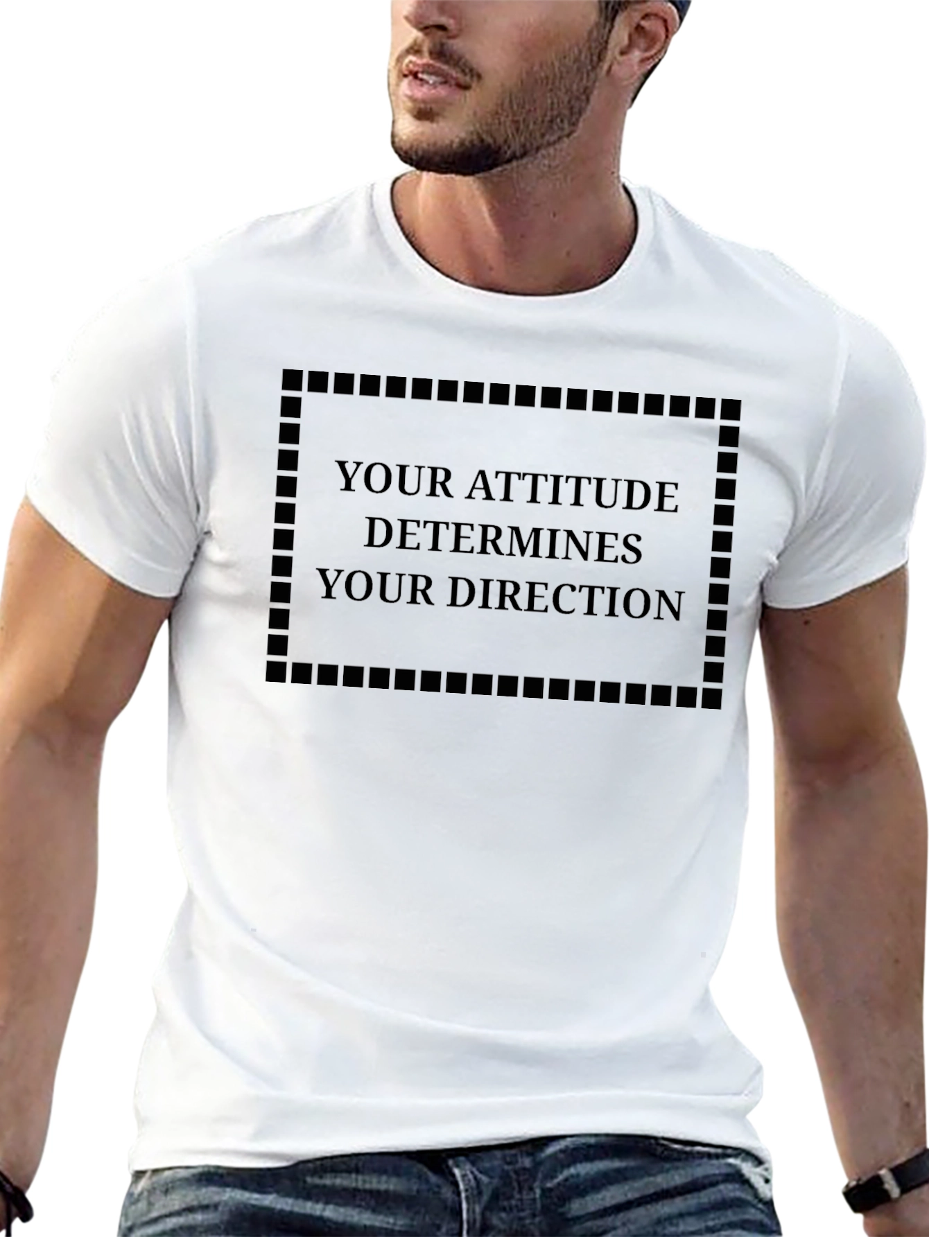 Motivational Black T-Shirt - Attitude Determines Direction