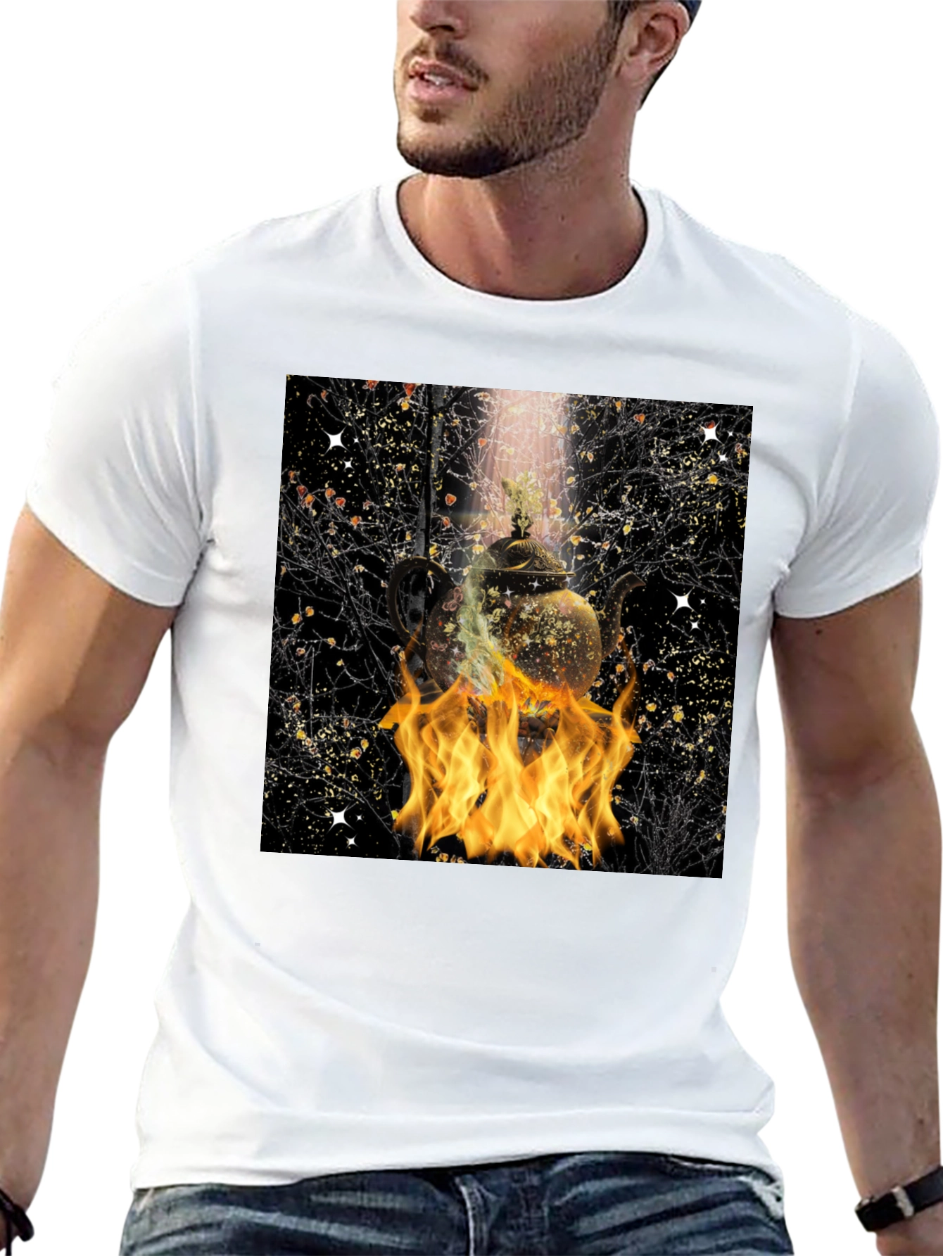 Fiery Teapot Graphic Tee - Unique Style