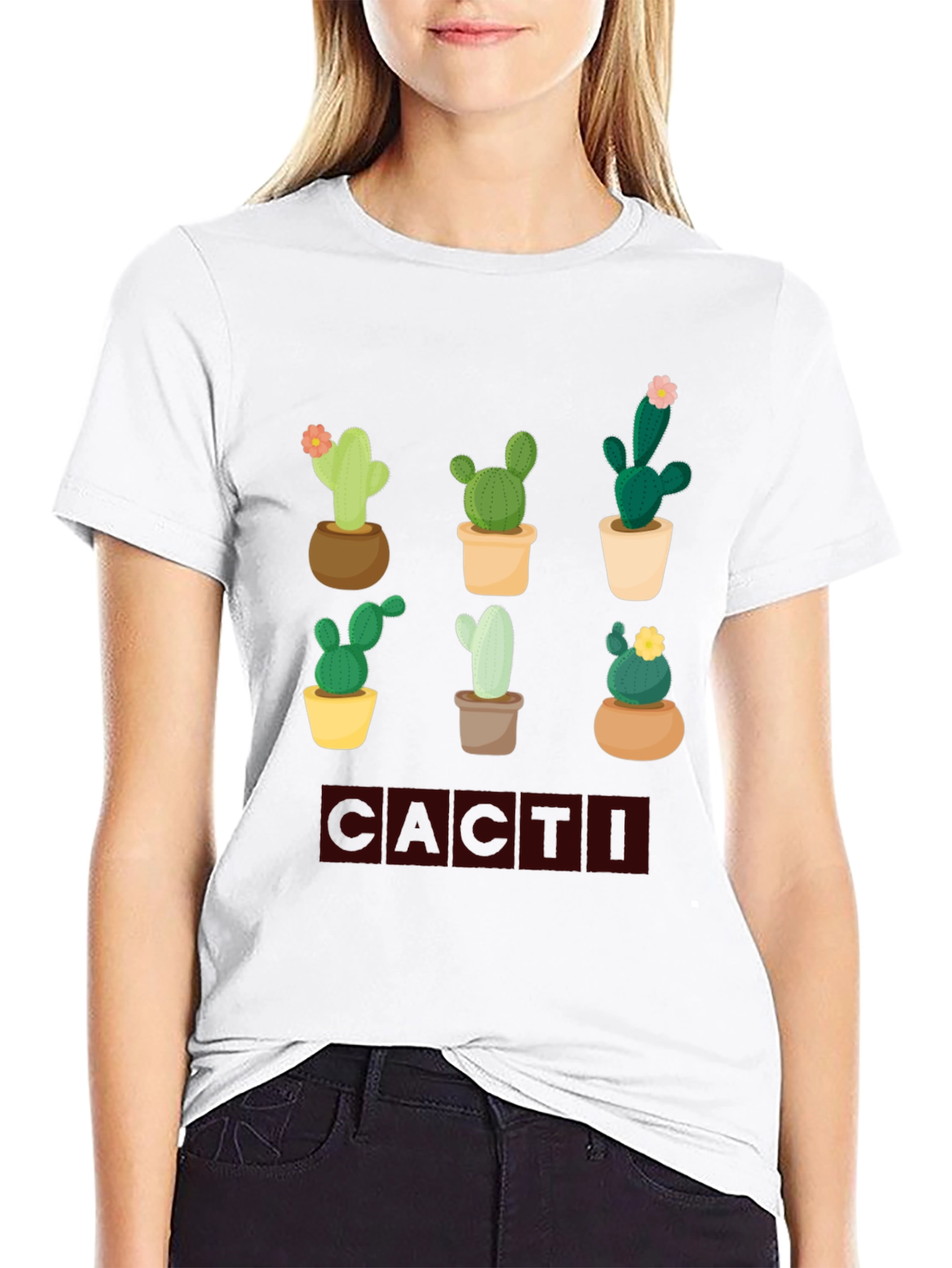 Cacti Graphic Print Tee - Trendy Plant Lover Shirt