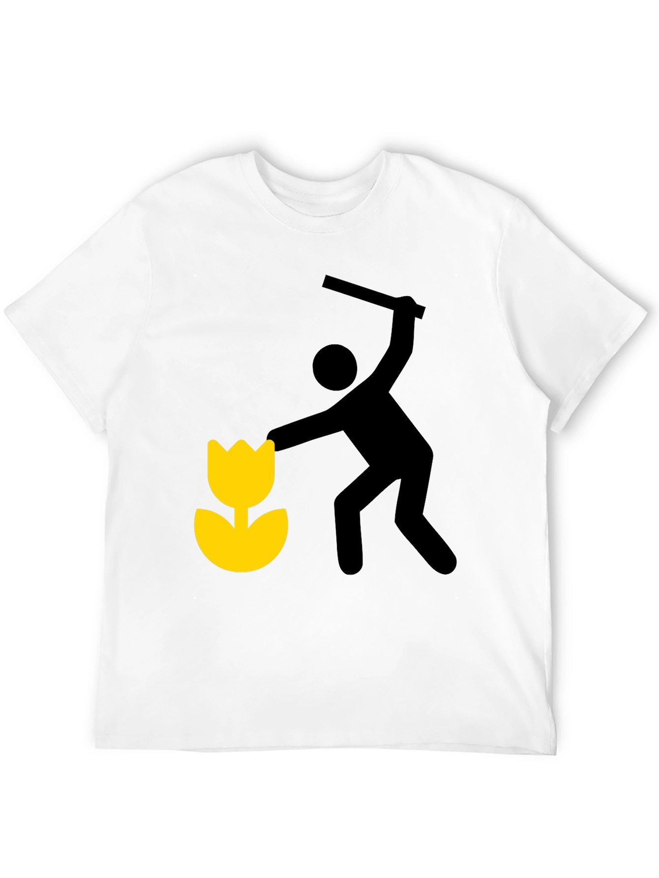 Whimsical Graphic Tee: Man Shattering Flower