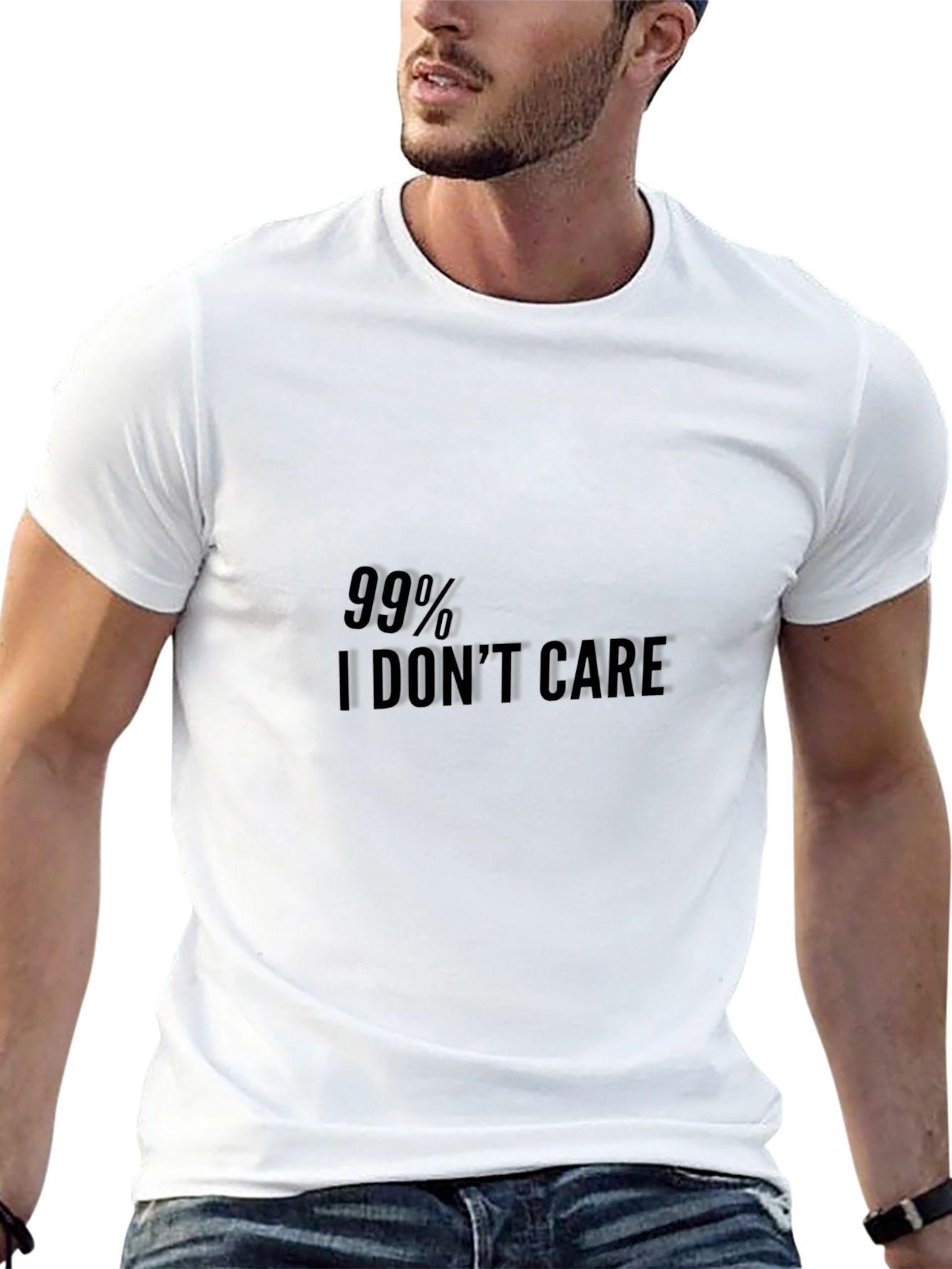 Mens Black T-Shirt - 99% I Dont Care Slogan
