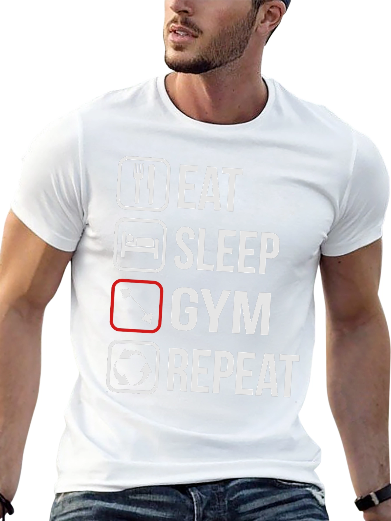 Eat Sleep Gym Repeat Black T-Shirt