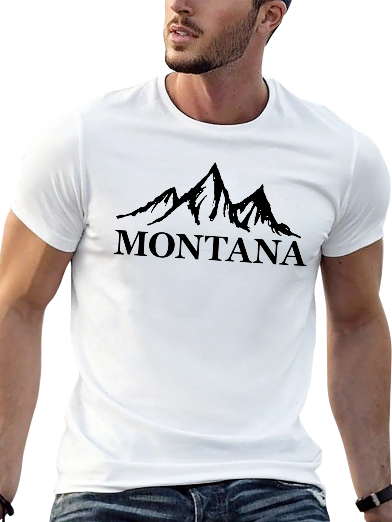 Montana Mountain Graphic Tee - Black Cotton Shirt
