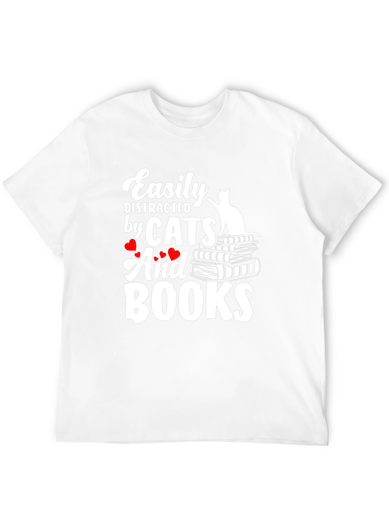 Easily Distracted By Cats and Books T-Shirt