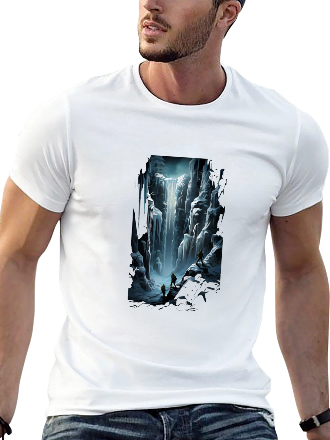 Waterfall Graphic Tee - Black Short Sleeve