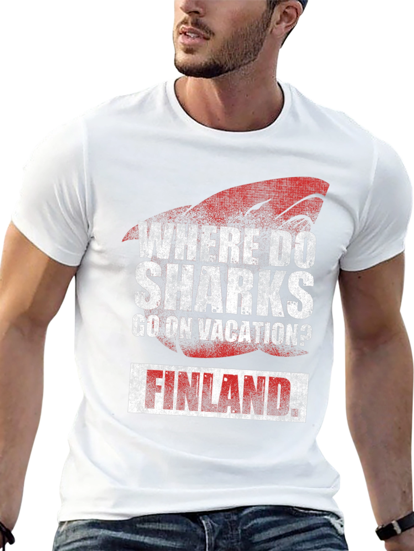 Shark Vacation Finland Humor Graphic Tee