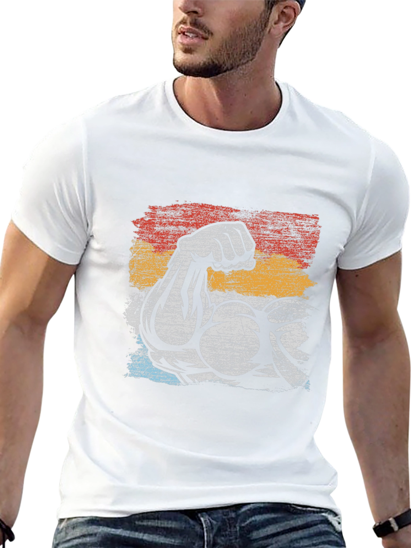 Retro Muscle Arm Graphic T-Shirt - Bodybuilding Gym Tee