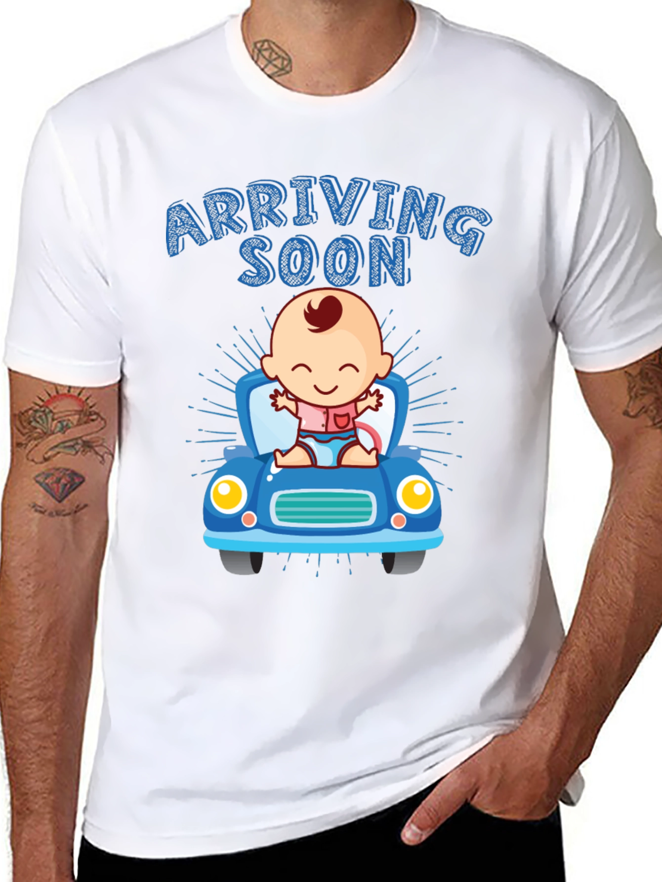 Arriving Soon Baby in Car Graphic T-Shirt
