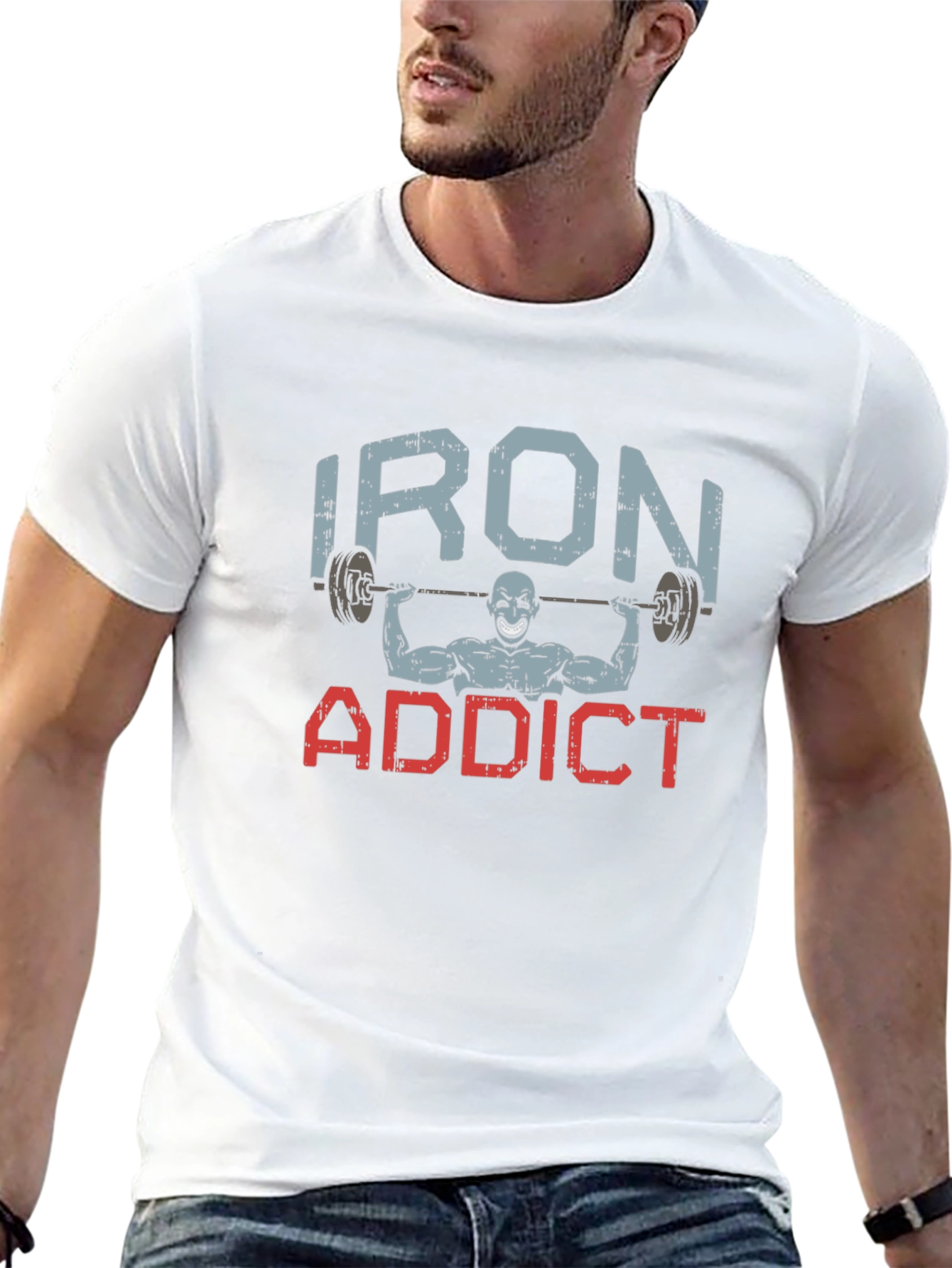 Iron Addict Graphic Tee - Black Cotton T-Shirt