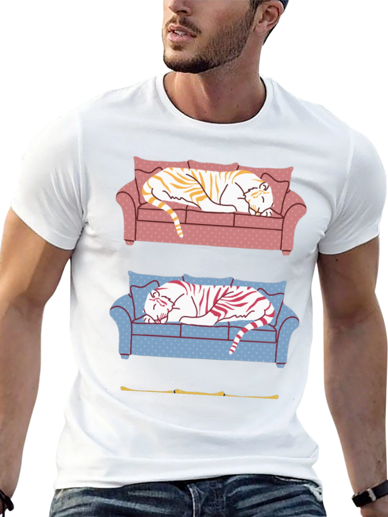 Tiger on Couch Graphic T-Shirt