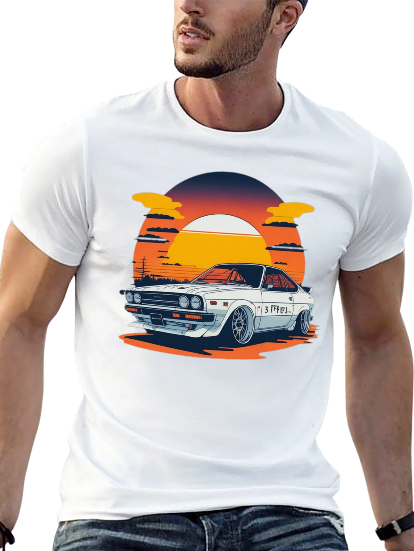 Retro Car Graphic Tee - Sunset Style