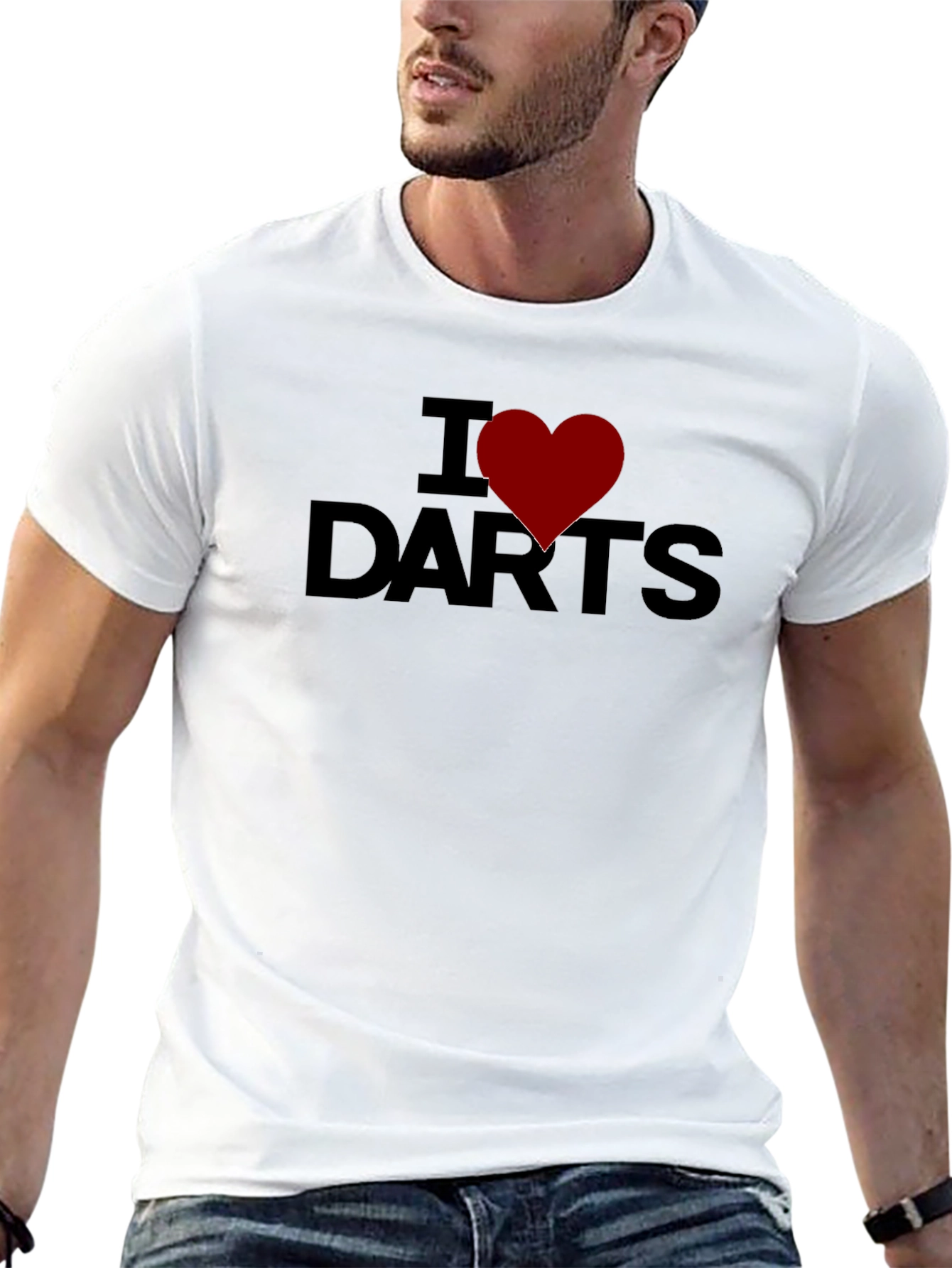 I Heart Darts Black T-Shirt Casual Cotton Tee
