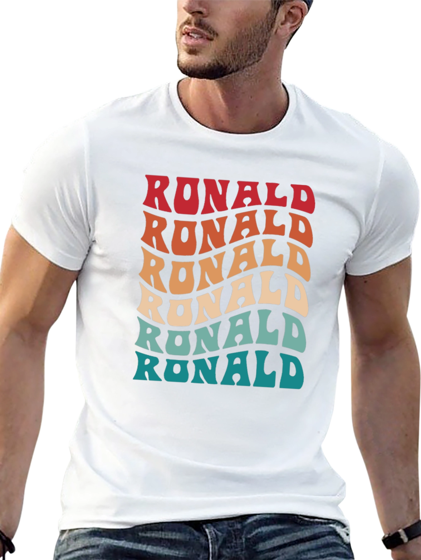 Retro Wavy Ronald T-Shirt - Personalized Name Design