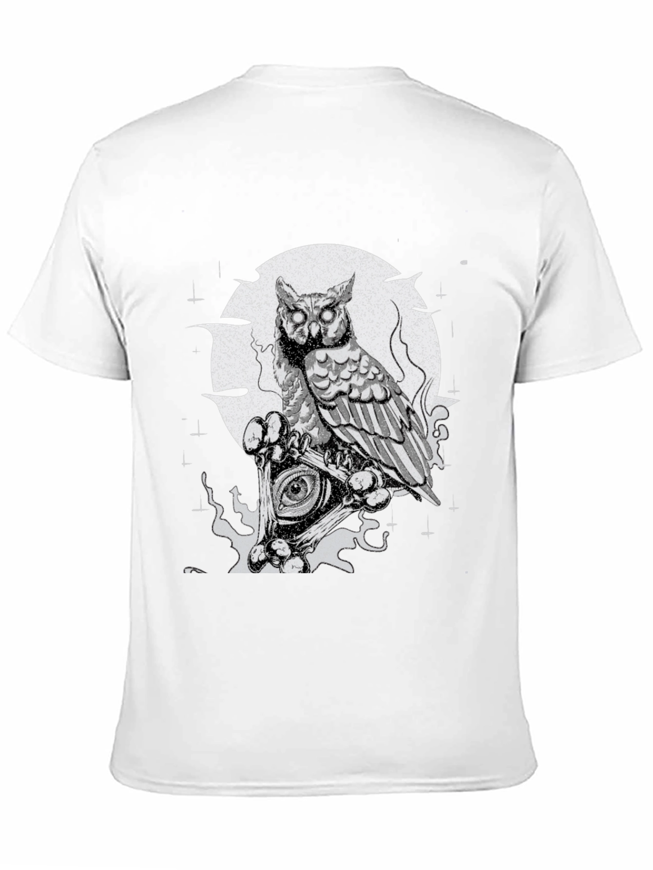Owl & All-Seeing Eye Graphic Print Black T-Shirt