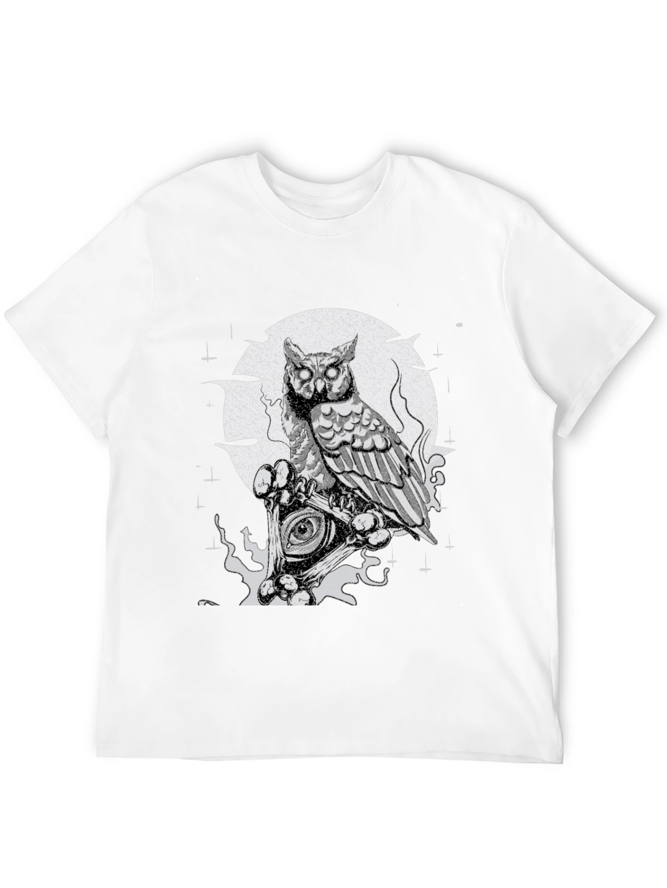 Owl & All-Seeing Eye Graphic Print Black T-Shirt