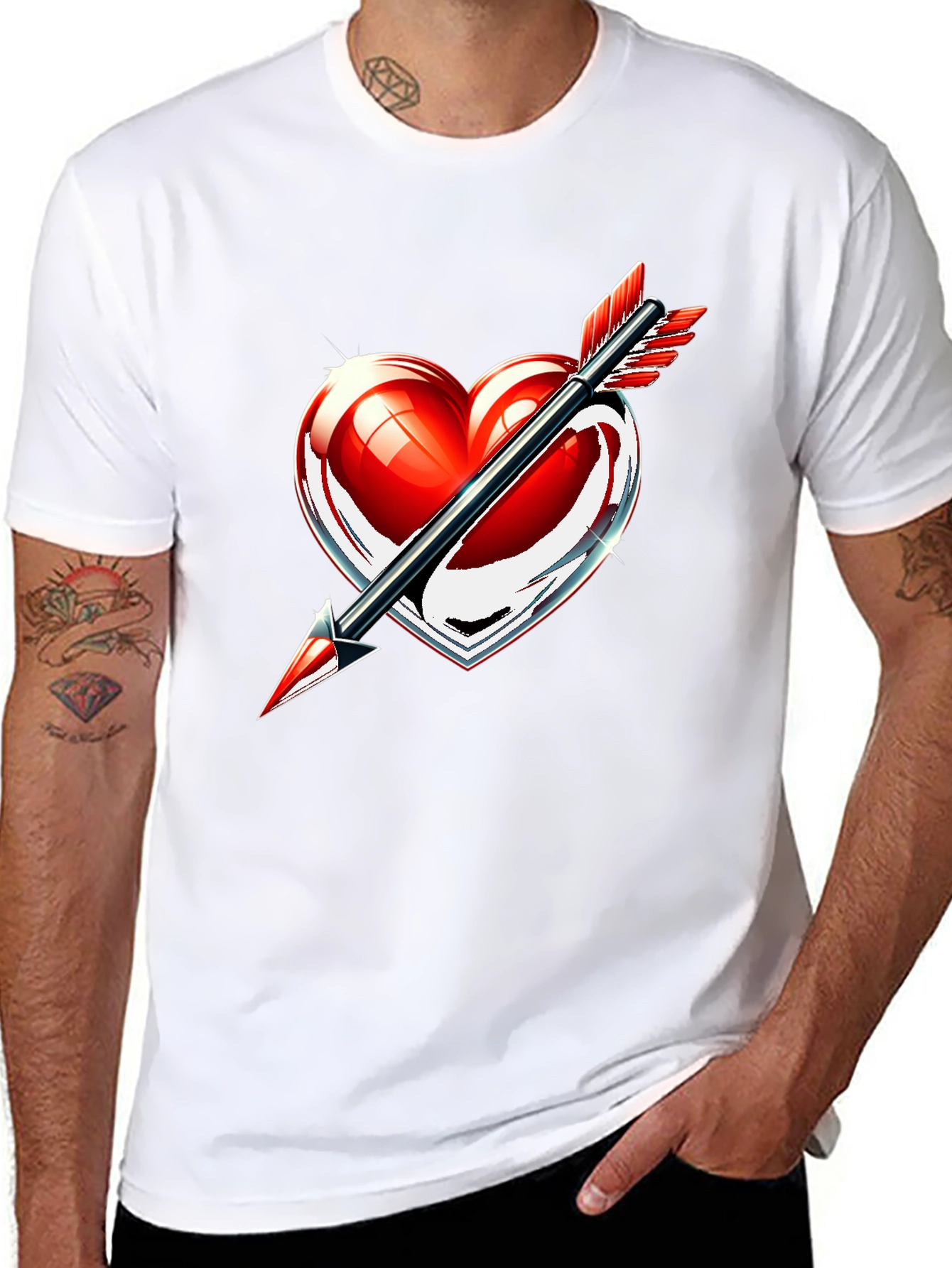 Heart Arrow Graphic T-Shirt - Stylish Valentines Day Tee