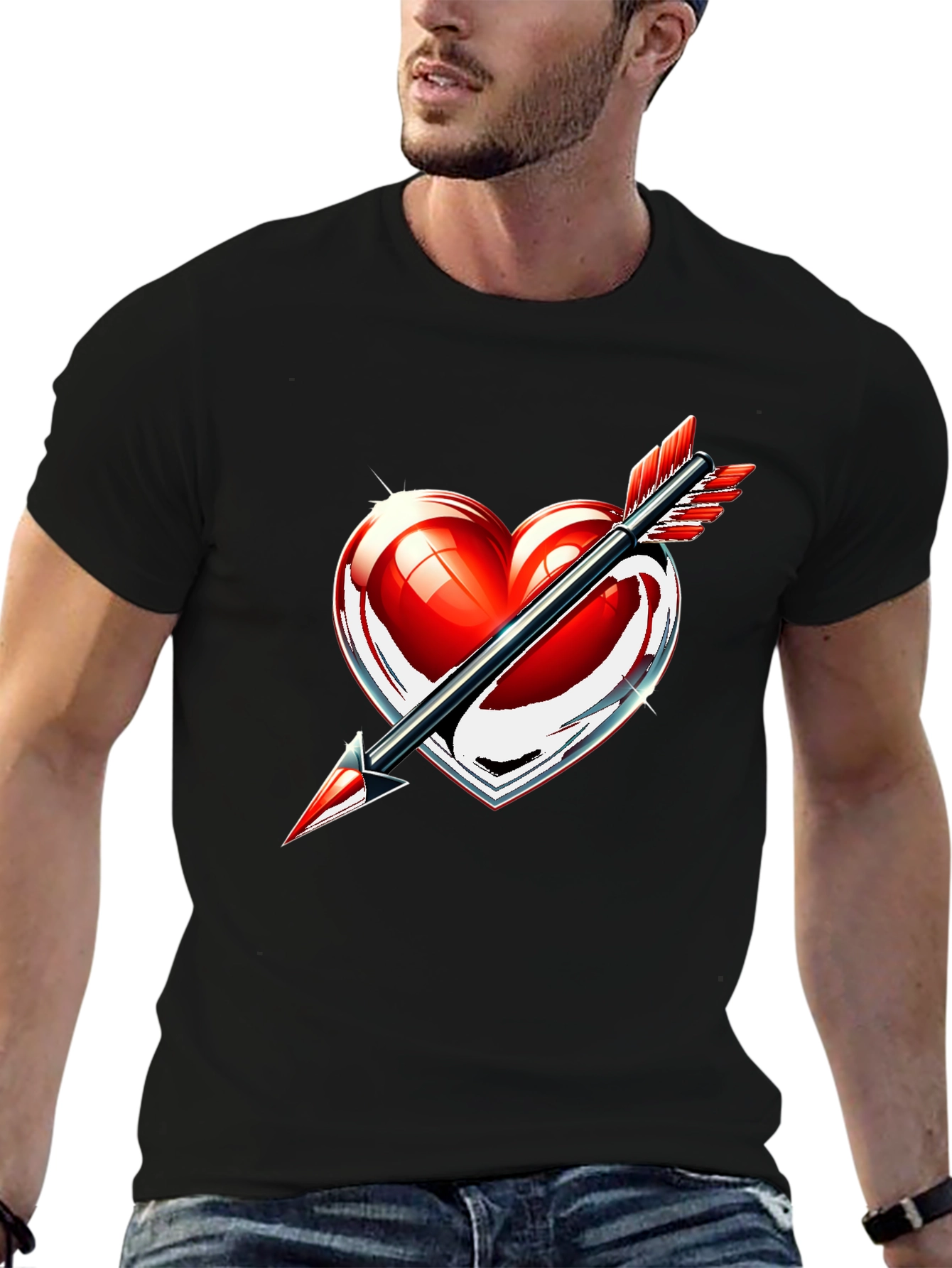 Heart Arrow Graphic T-Shirt - Stylish Valentines Day Tee