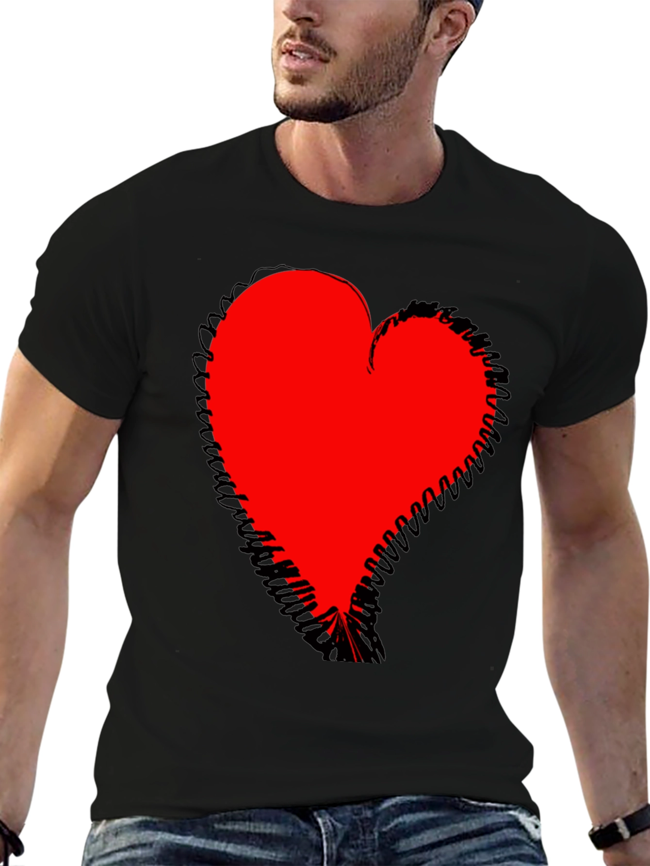 Bold Heart Graphic Black T-Shirt