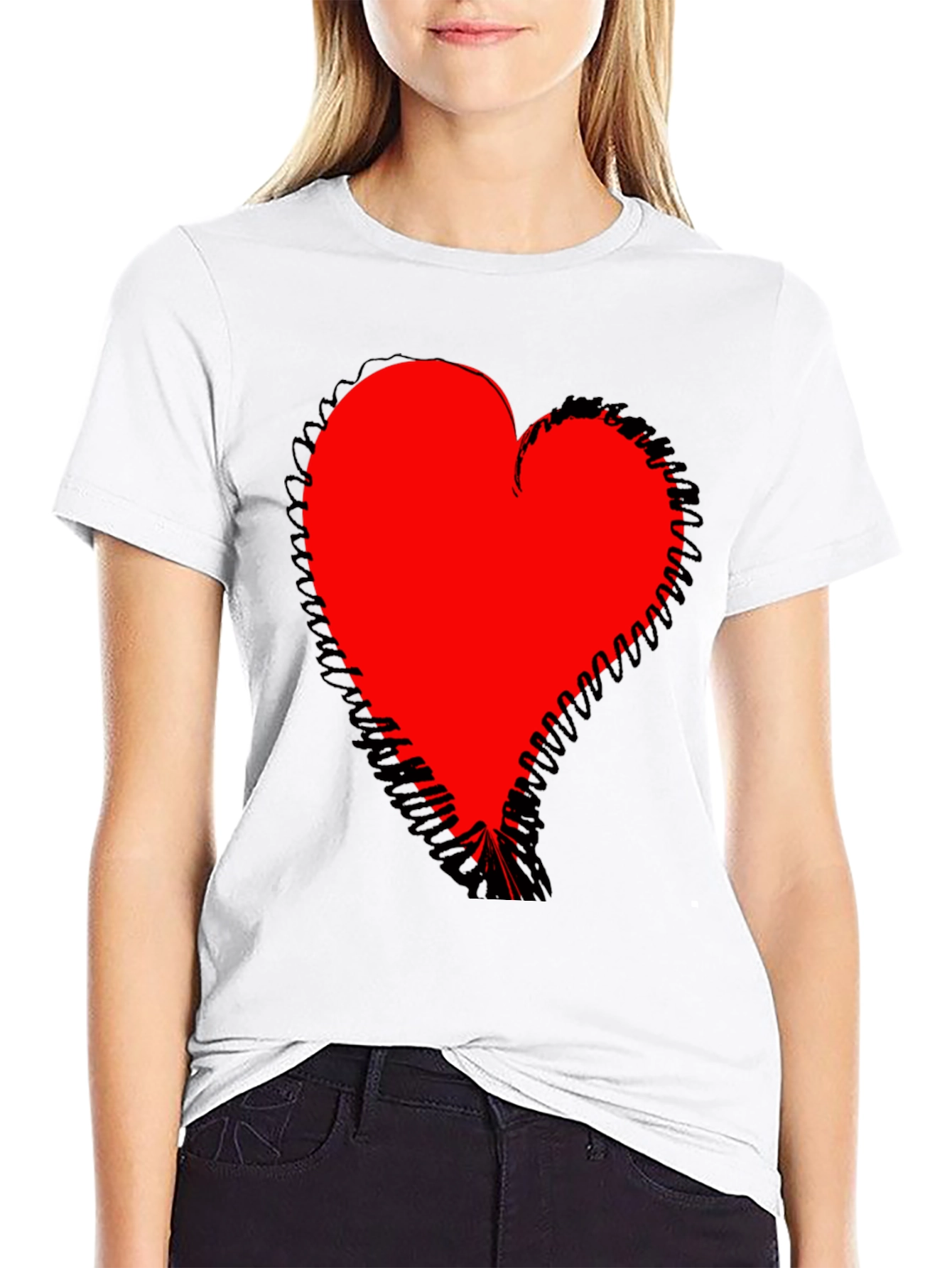 Bold Heart Graphic Black T-Shirt