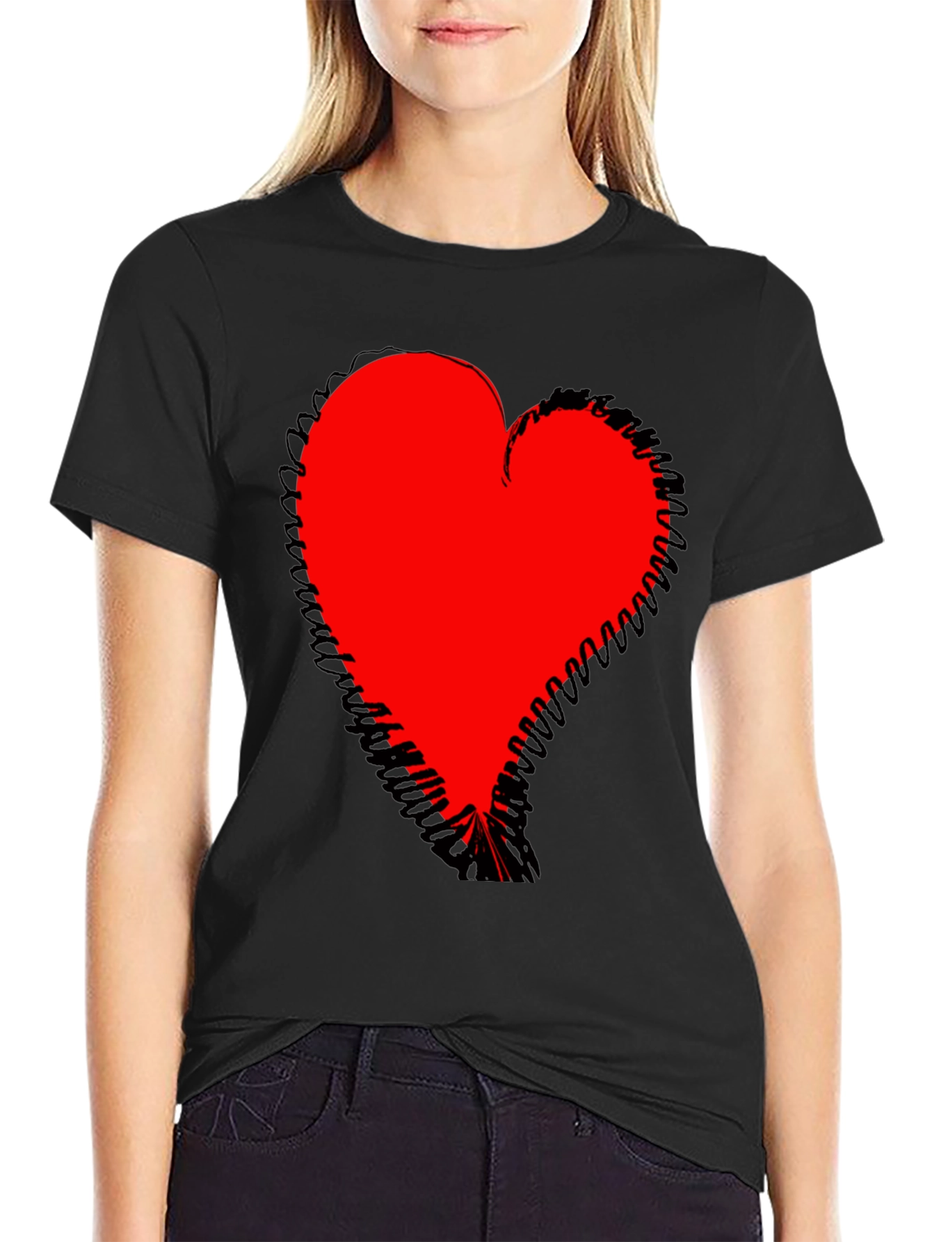 Bold Heart Graphic Black T-Shirt