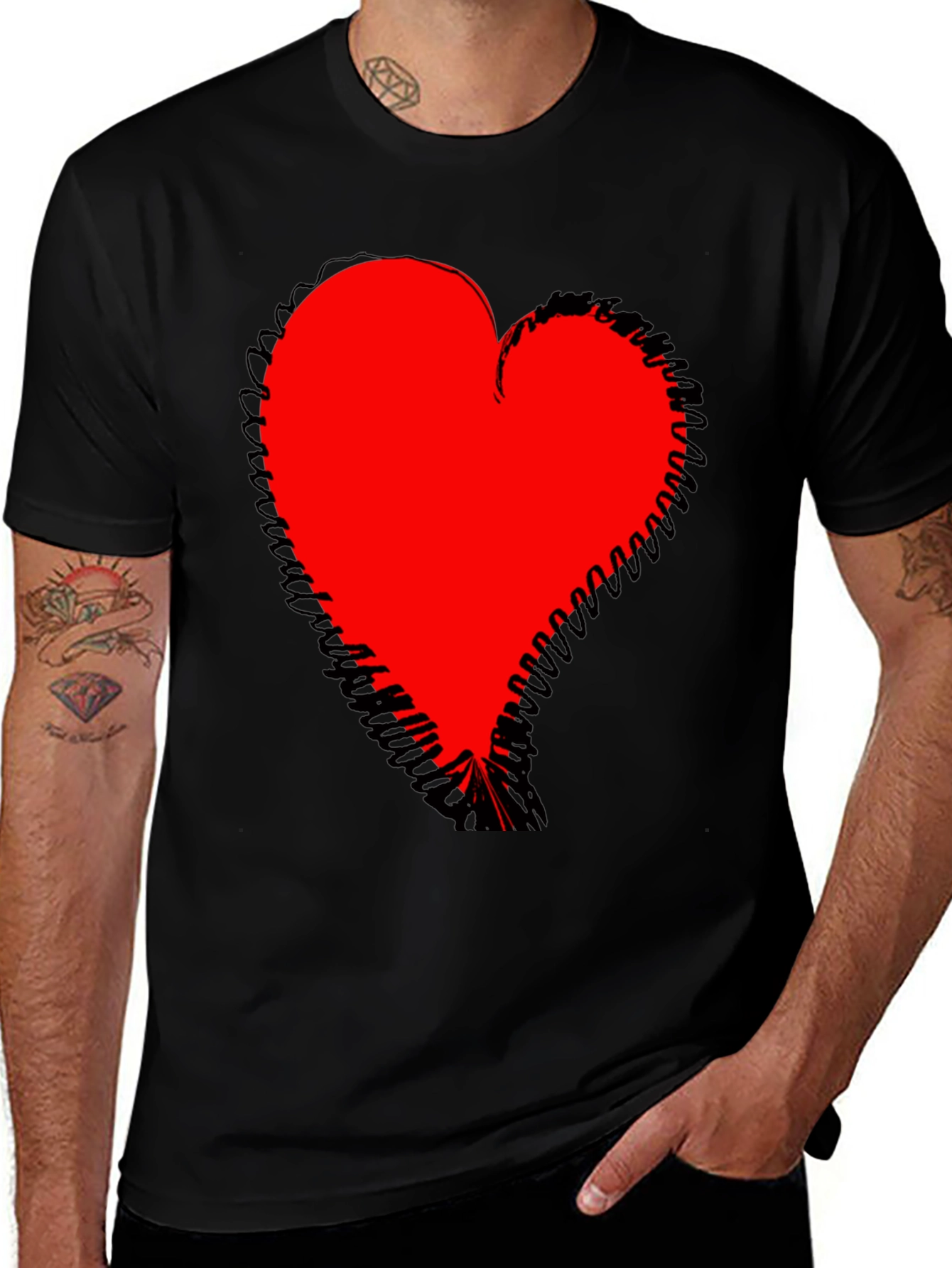 Bold Heart Graphic Black T-Shirt