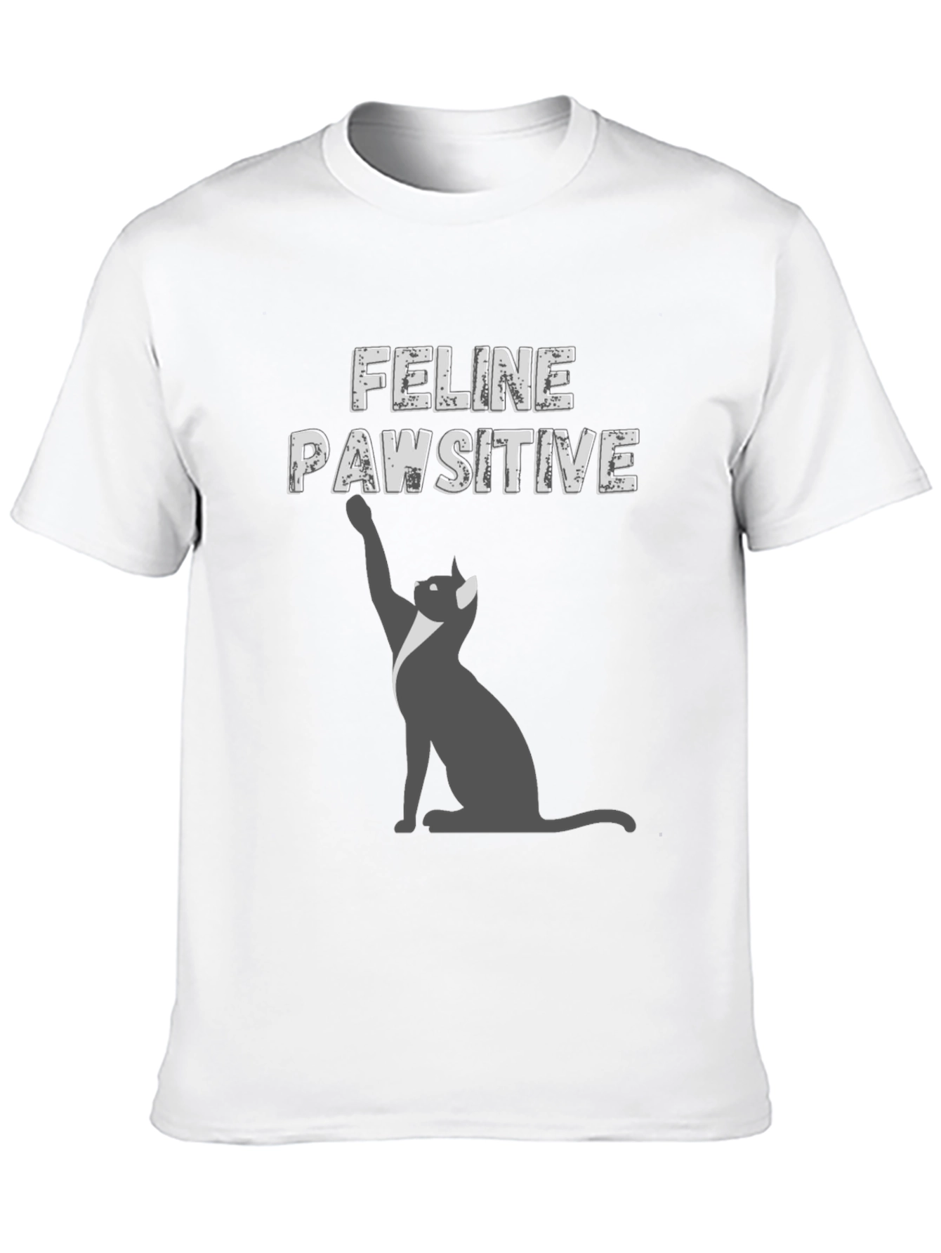 Feline Pawsitive Cat Graphic Tee - Black T-Shirt