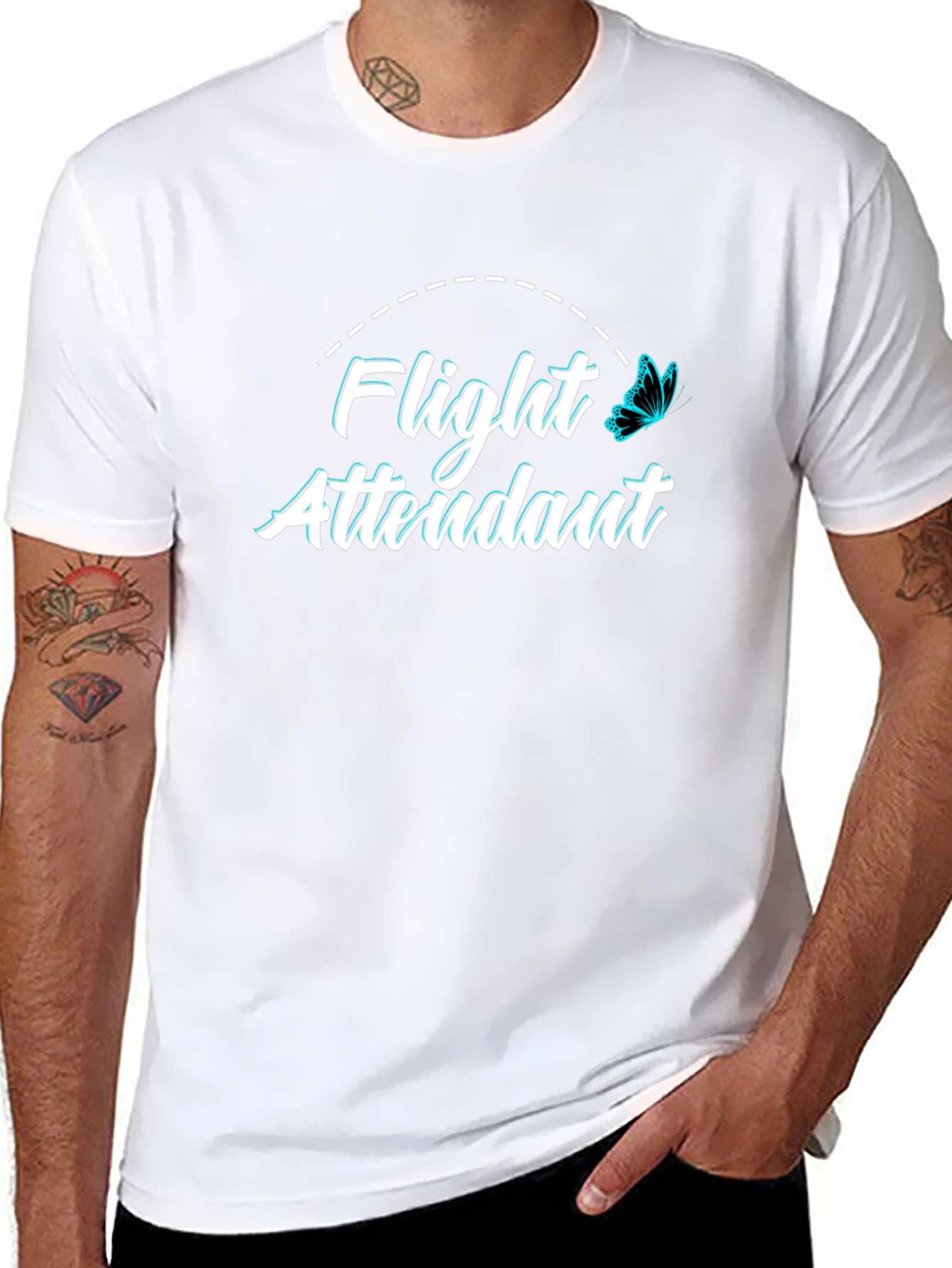 Flight Attendant Graphic Tee - Black Unisex Crewneck