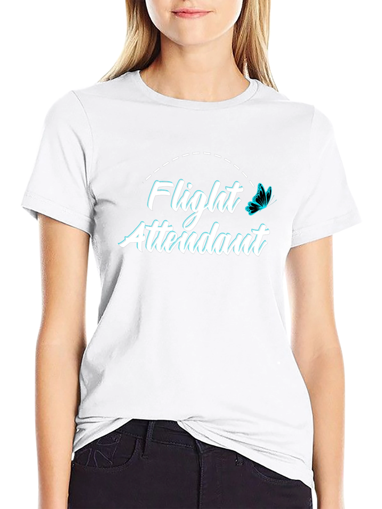 Flight Attendant Graphic Tee - Black Unisex Crewneck