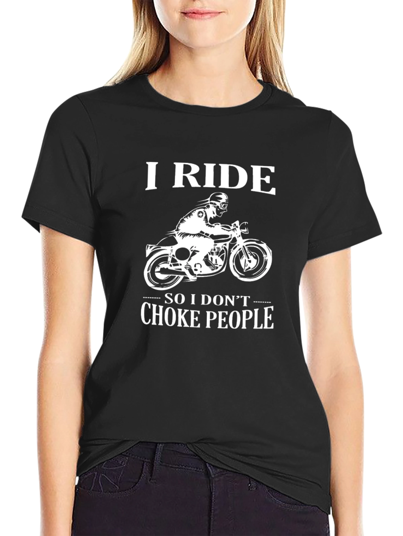 I Ride Motorcycle Graphic Tee - Black