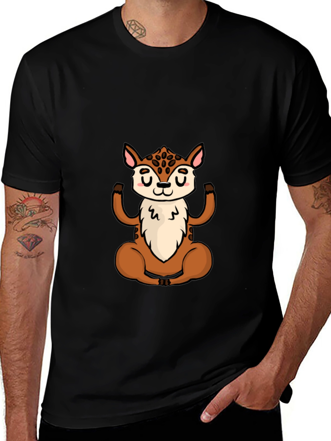 Meditating Deer Graphic Tee - Yoga Animal Shirt