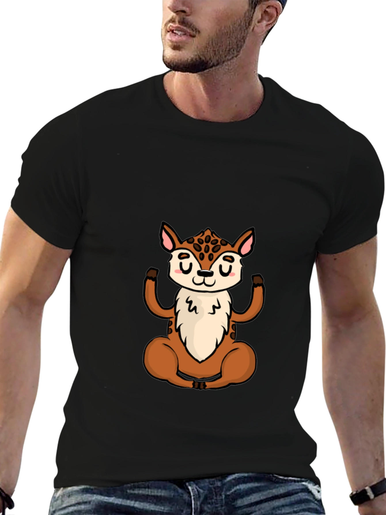 Meditating Deer Graphic Tee - Yoga Animal Shirt