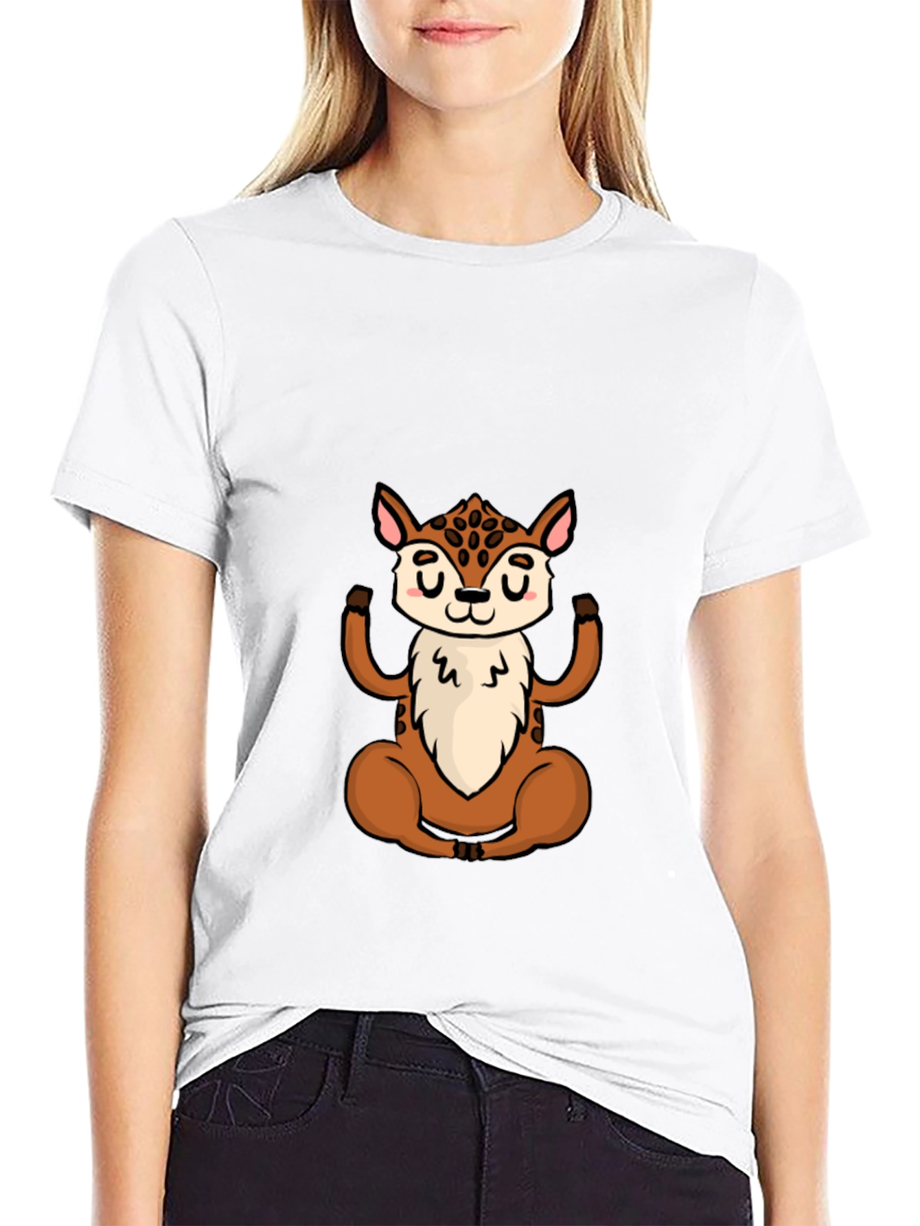 Meditating Deer Graphic Tee - Yoga Animal Shirt